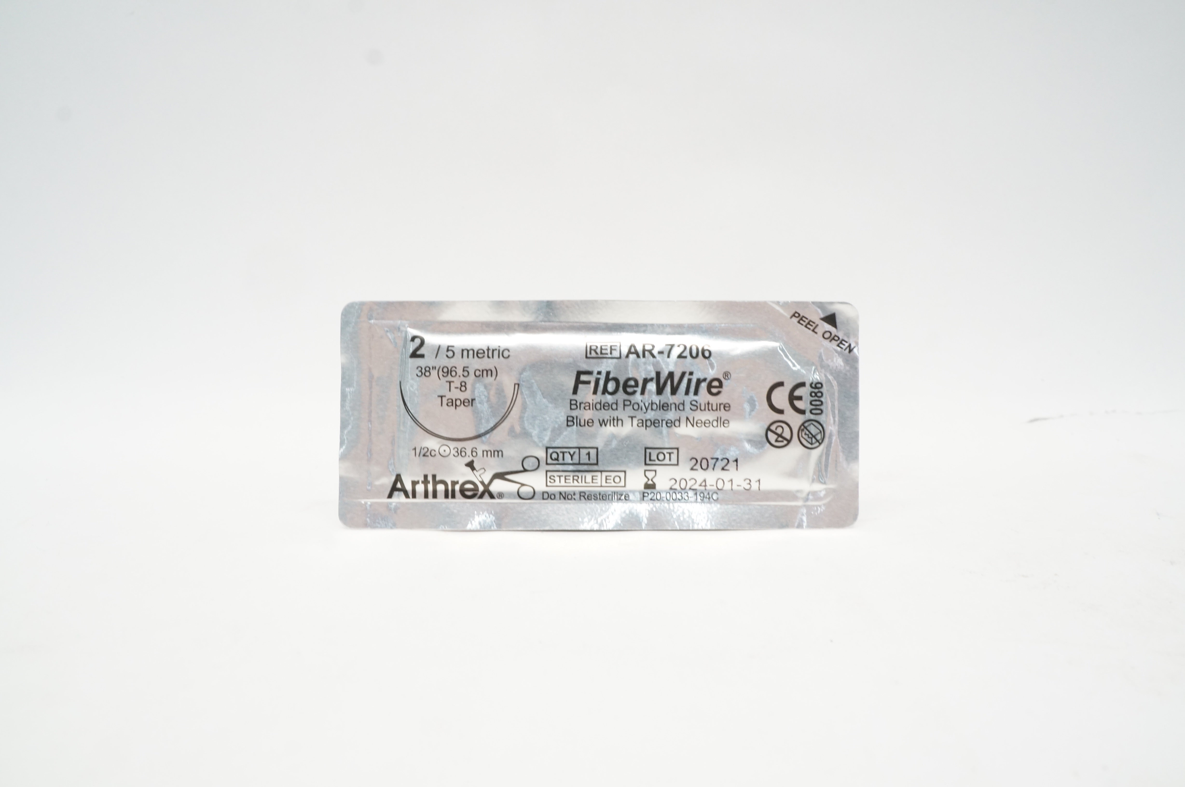 Arthrex AR-7206 2 FiberWire Braided Polyblend Stre T-8 Taper 1/2c 36.6mm 38 inch