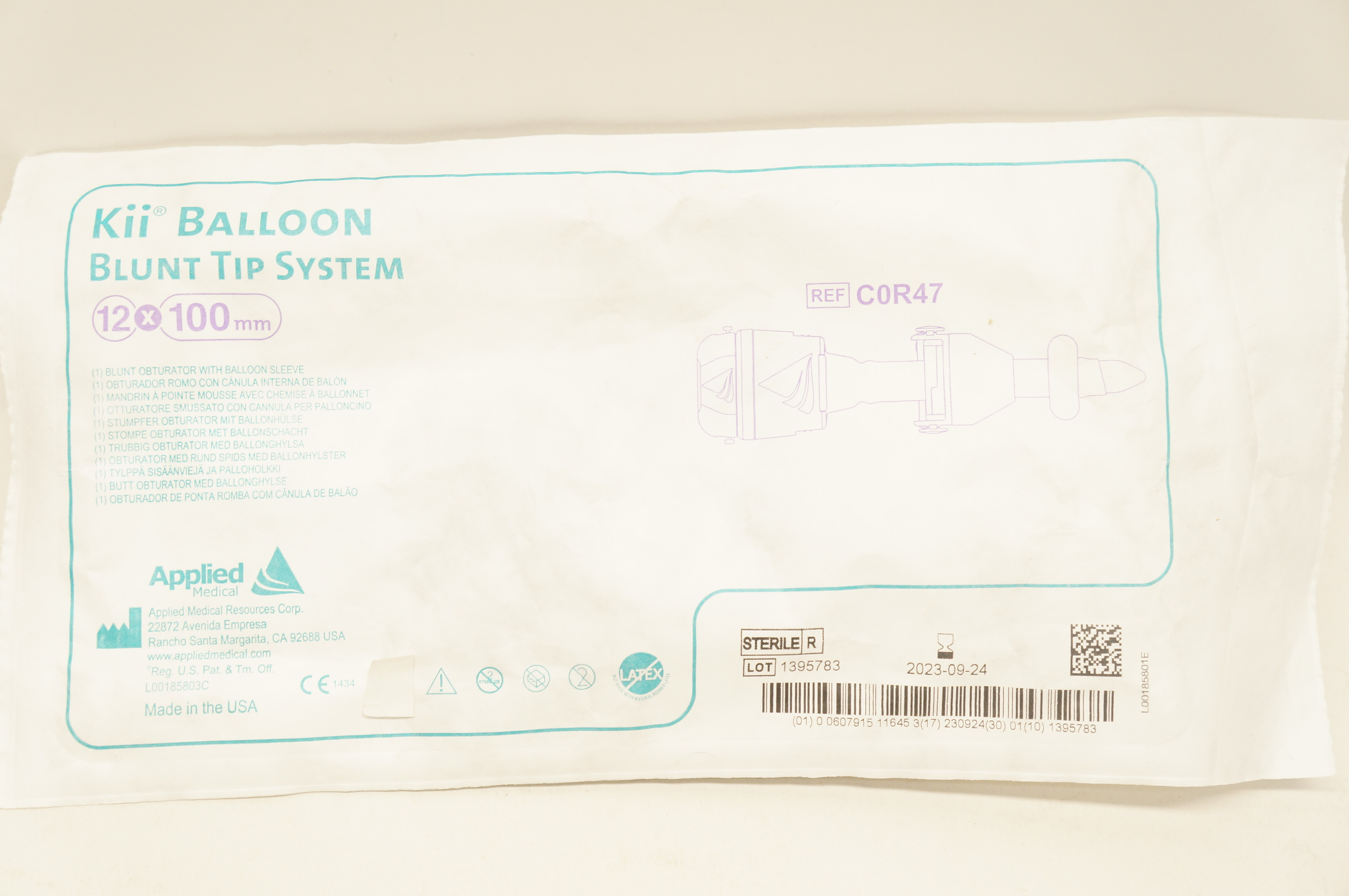 Applied Medical C0R47 Kii Blunt Obturator with Balloon Sleeve 12 mm x 100 mm