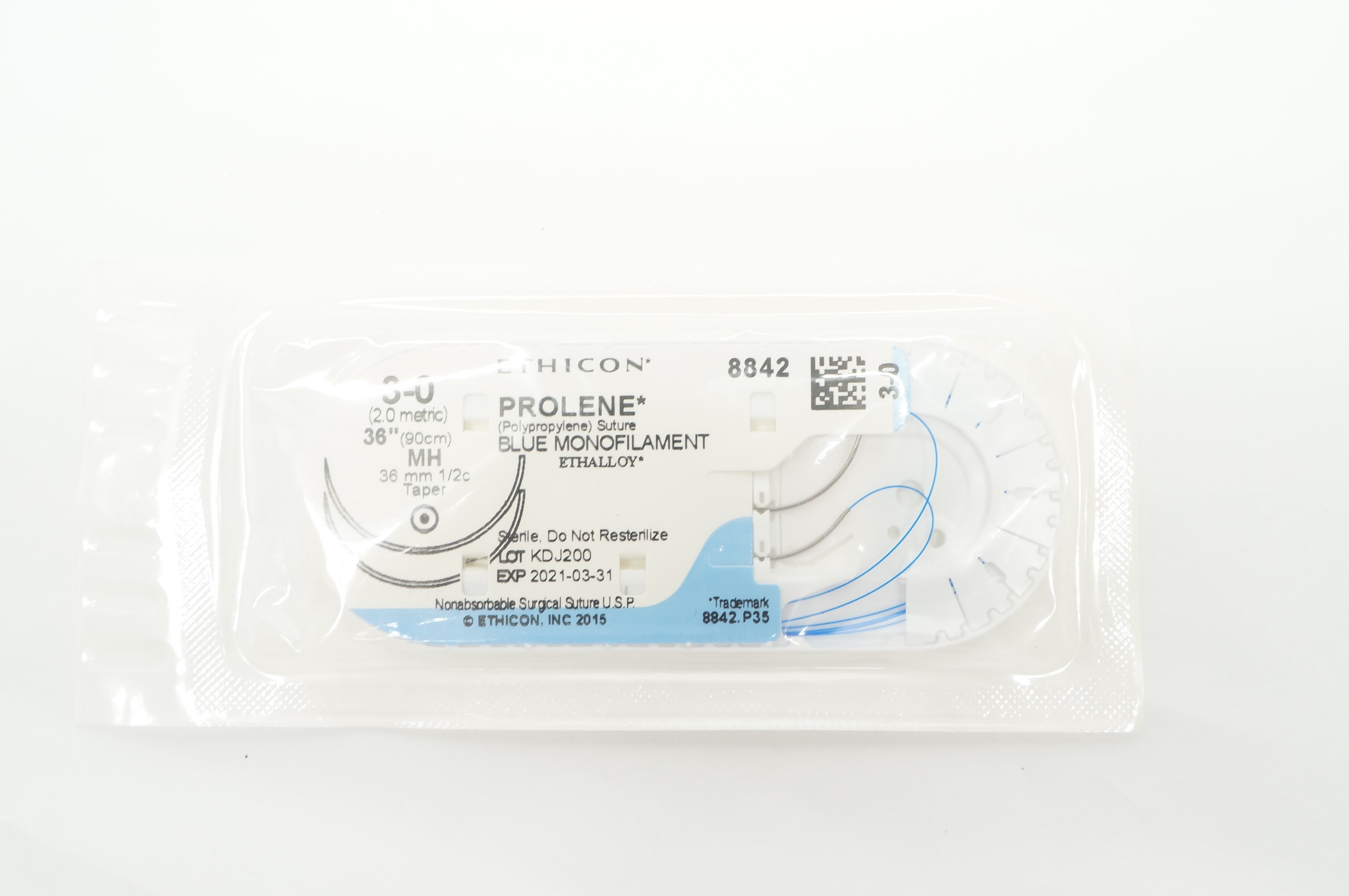 Ethicon 8842 3-0 Prolene Blue Monofilament MH 36mm 1/2c Taper, 36 inch (x)