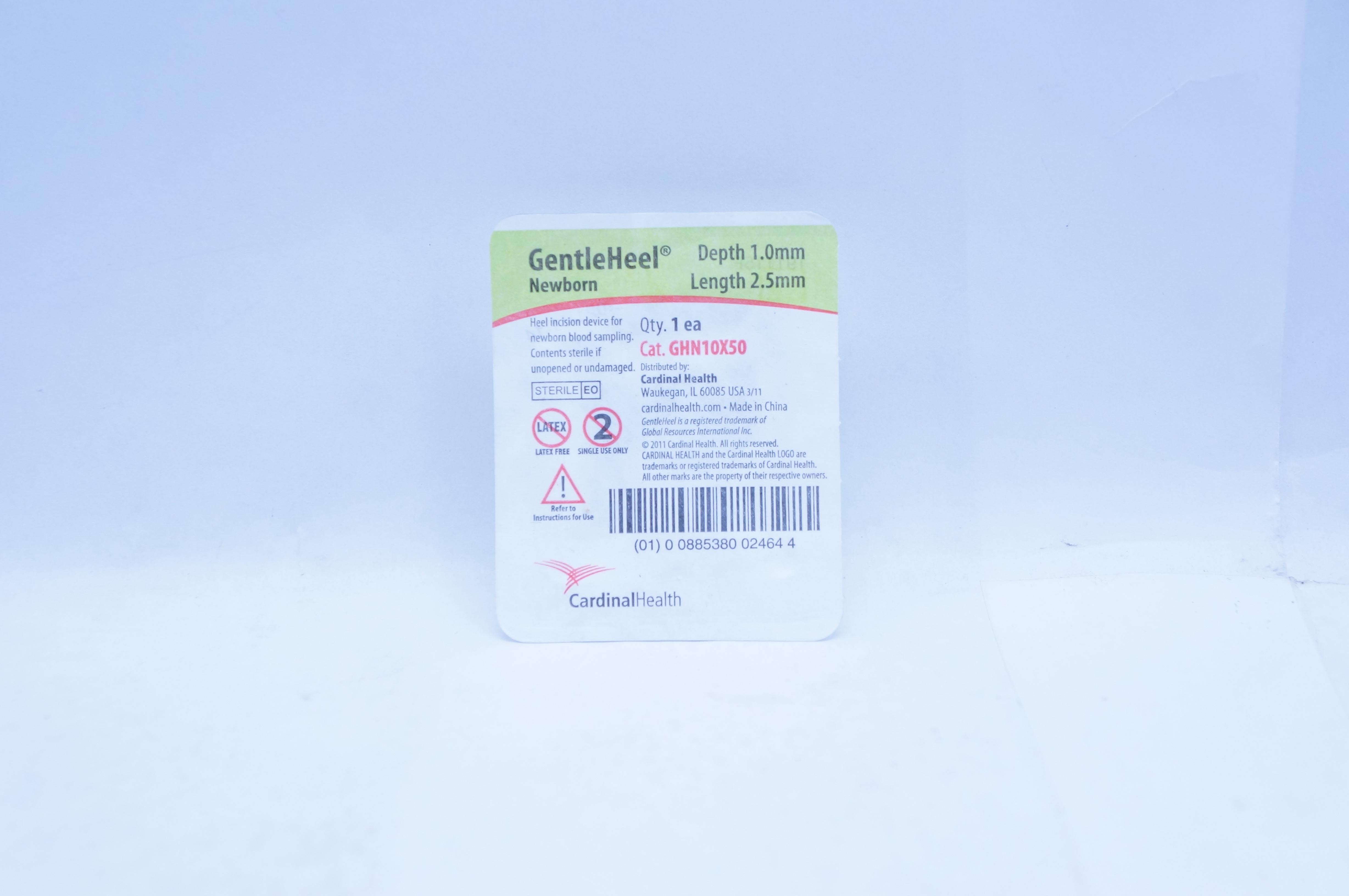 Cardinal Health GHN10X50 GentleHeel Newborn 1.0 x 2.5mm