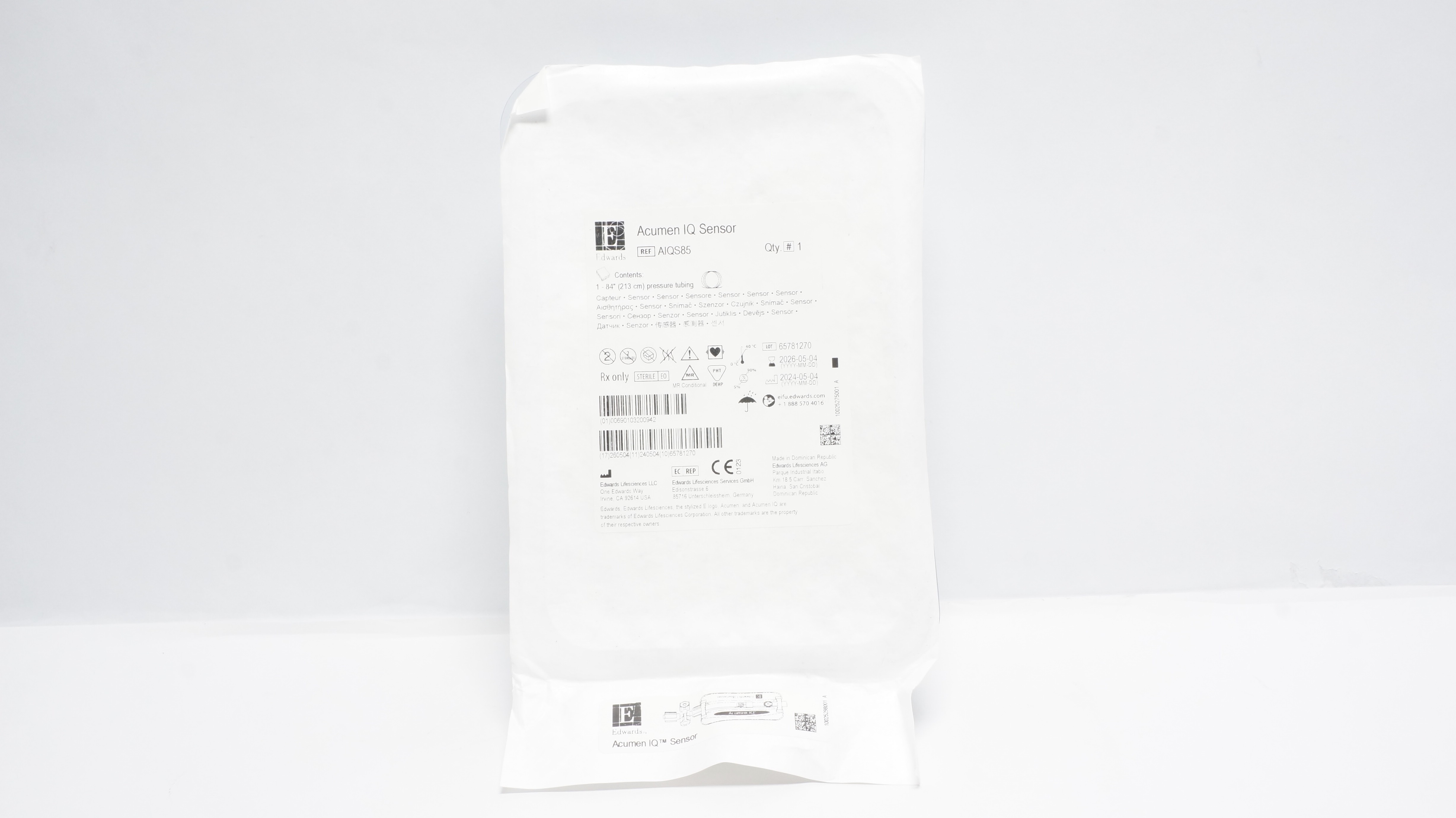 Edwards Scientific AIQS85 Acumen IQ Sensor 1-84inch Pressure Tubing