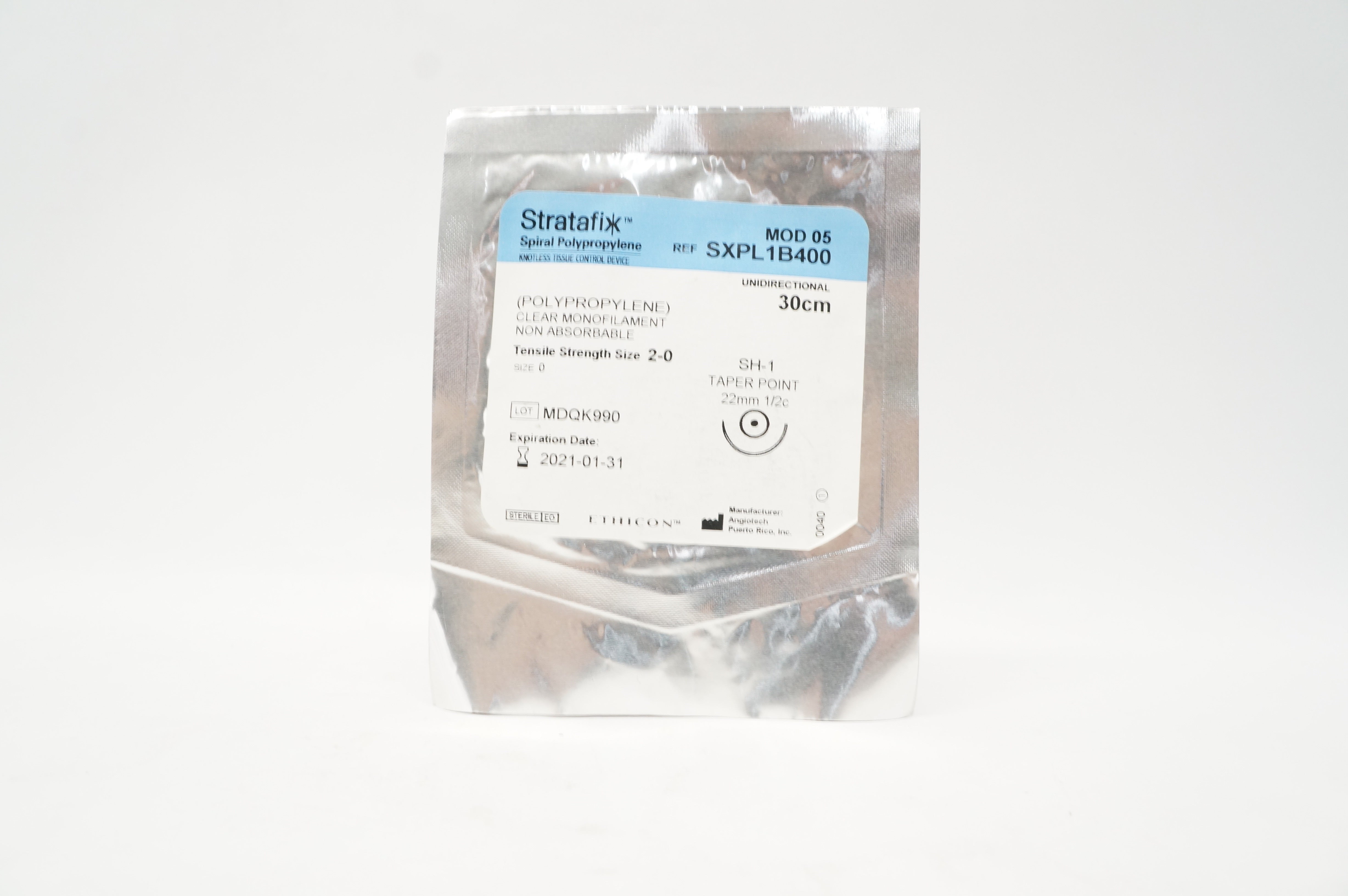 Ethicon SXPL1B400 2-0 STRATAFIX SH-1 Taper Point 22mm 1/2c  30cm (x)