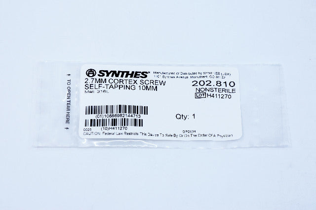 Synthes 202.810 2.7mm Cortex Screw Self-Tapping 10mm