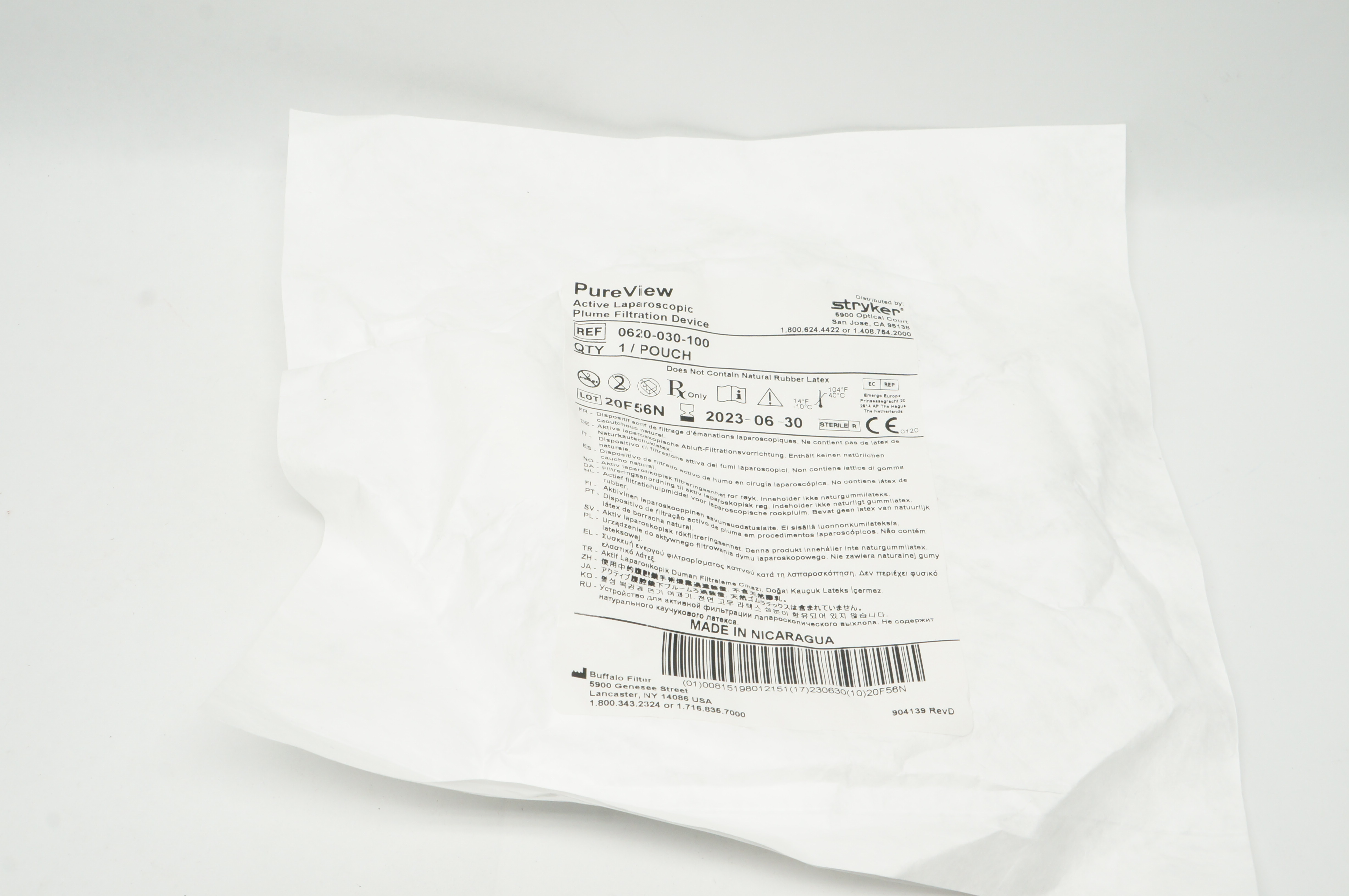 Stryker 0620-030-100 PureView Active Laparoscopic Plume Filtration Device