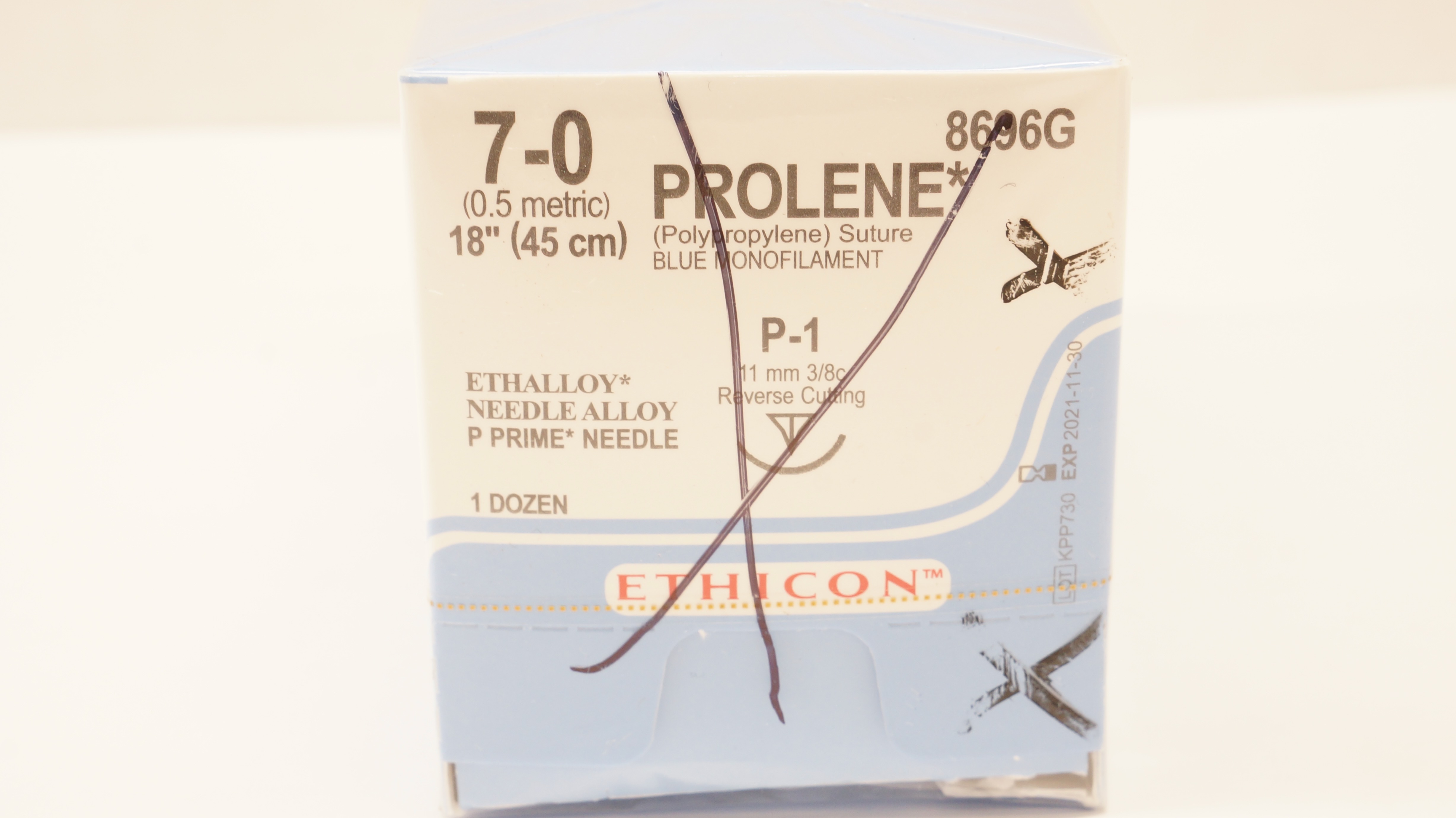 Ethicon 8696G 7-0 Prolene Blue Monofilament Cutting P-1 3/8 11mm - Box of 12 (x)