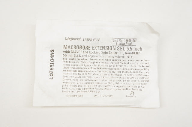 Hospira 12645-28 Macrobore Extension Set, 5.5inch