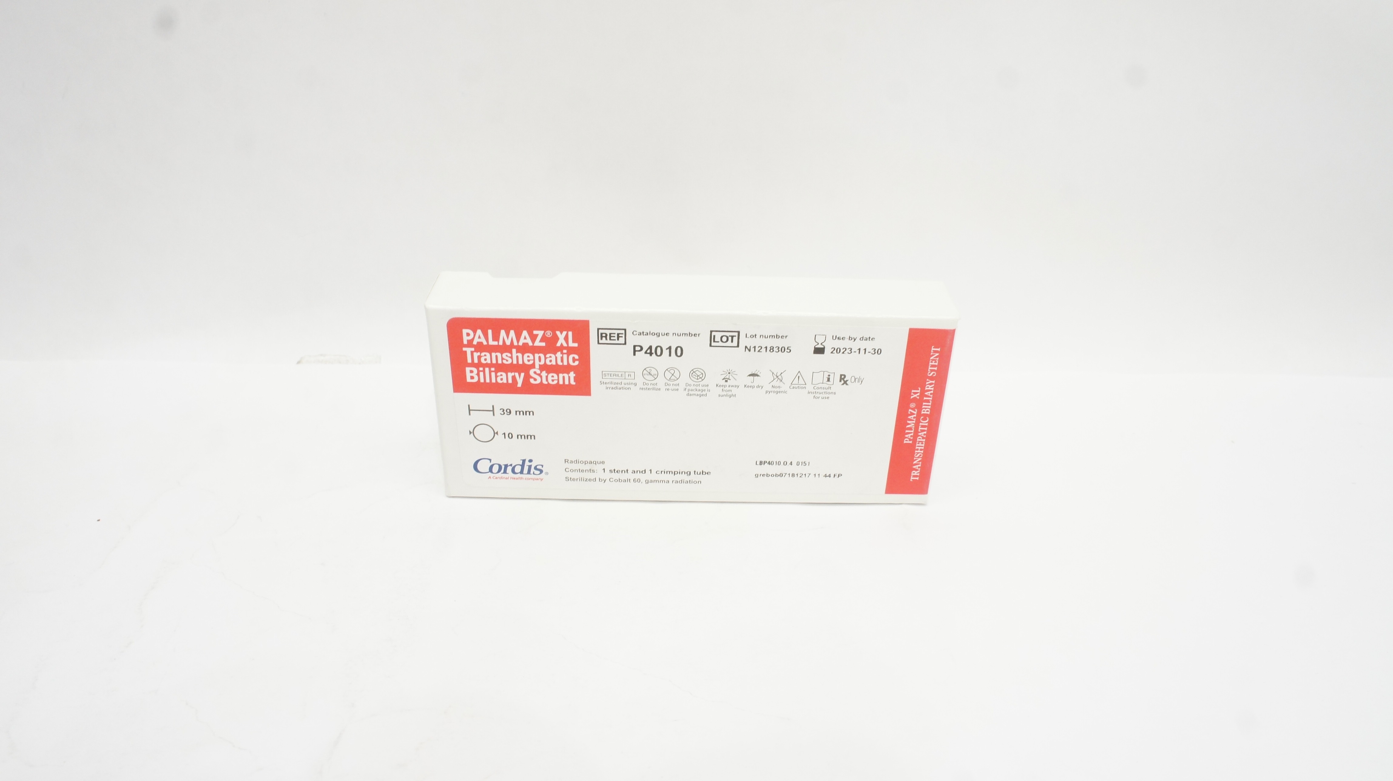 Cordis P4010 Palmaz XL Transhepatic Biliary Stnt. 39 x 10mm (x)