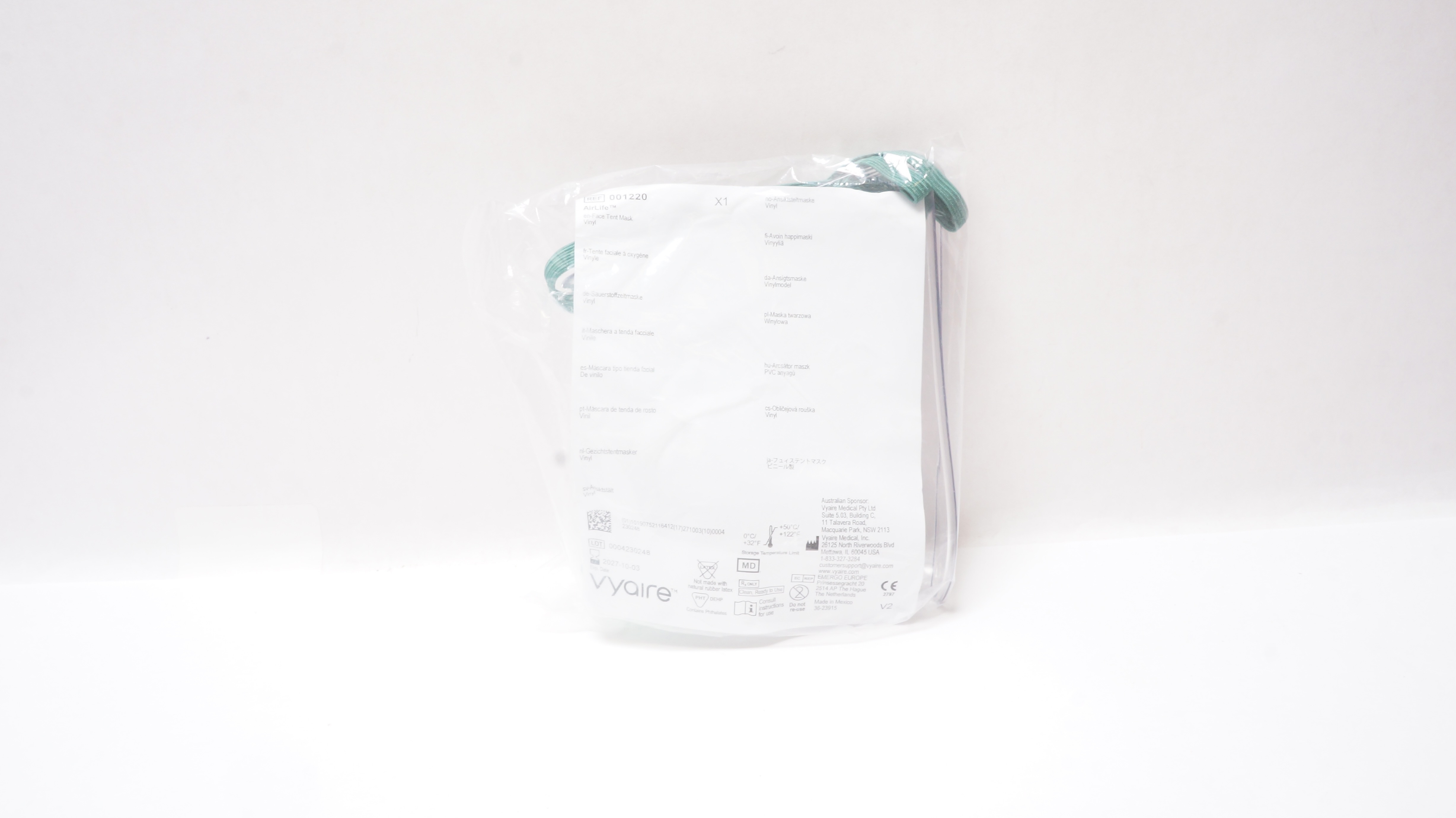 Vyaire 001220 AirLife Face Tent Mask Vinyl