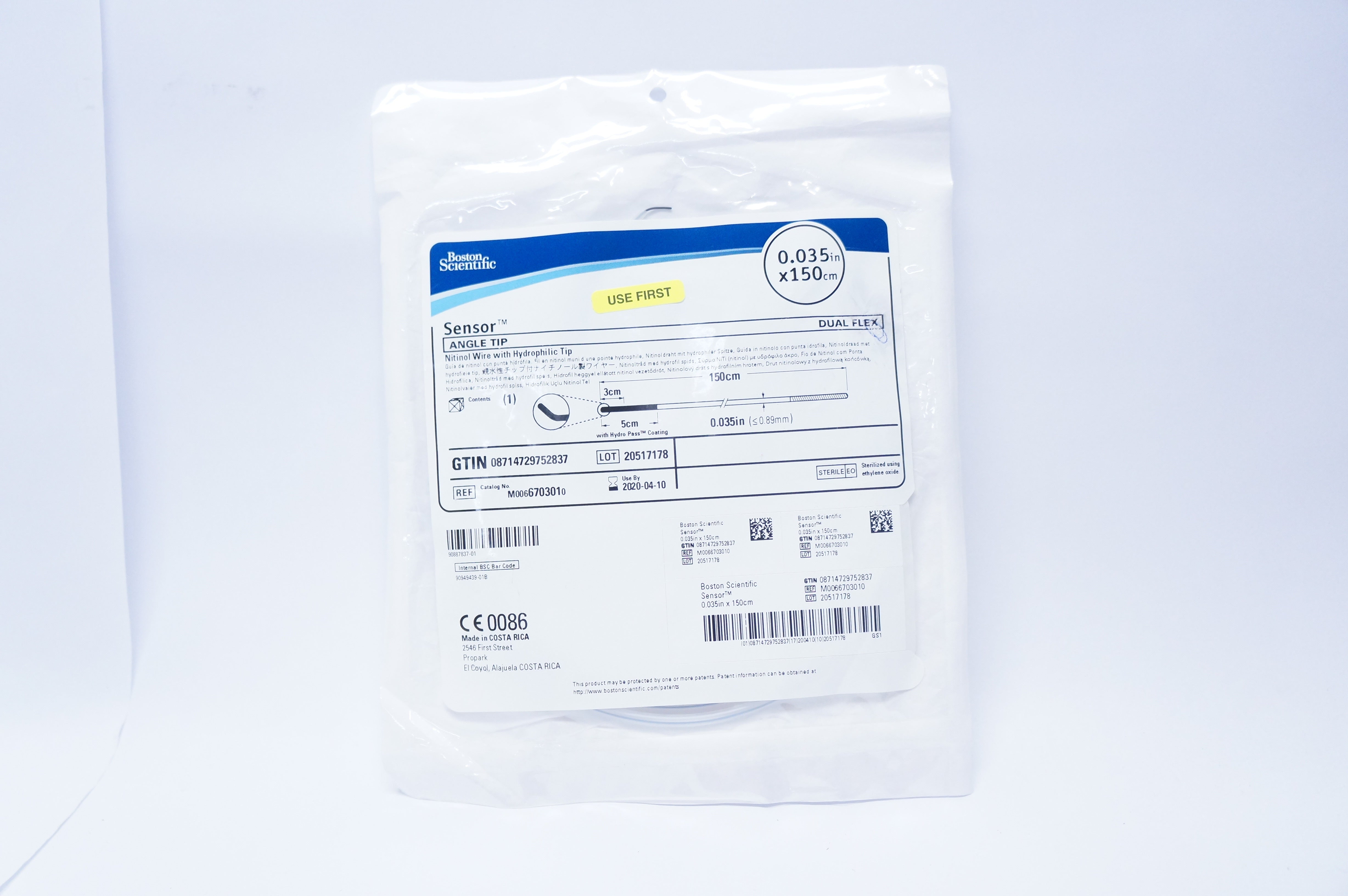 Boston Scientific M0066703010 Sensor Angle Tip 0.035inch x 150cm (x)