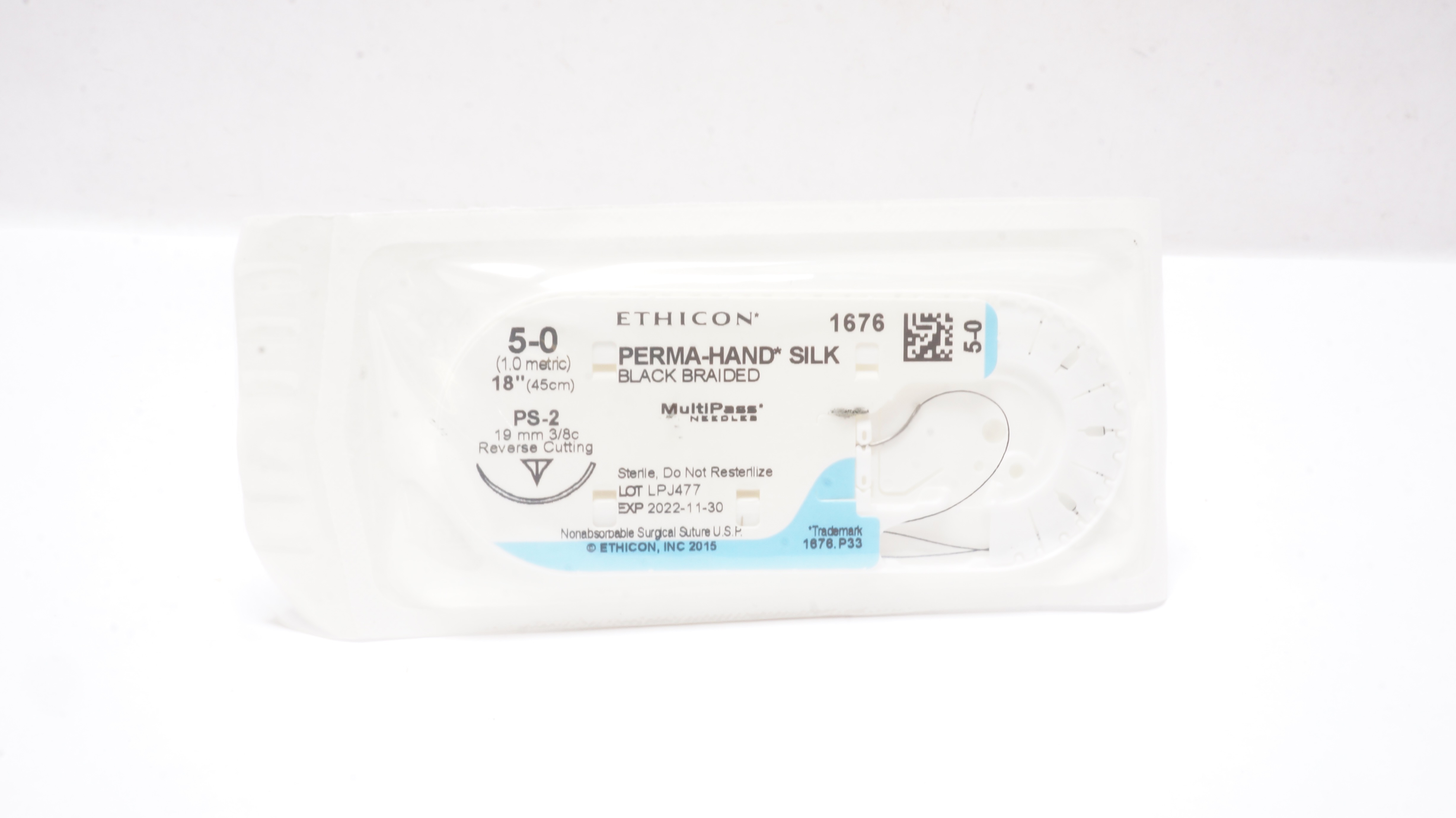 Ethicon 1676 5-0 Perma-Hand Silk PS-2 19mm 3/8c 18inch (x)