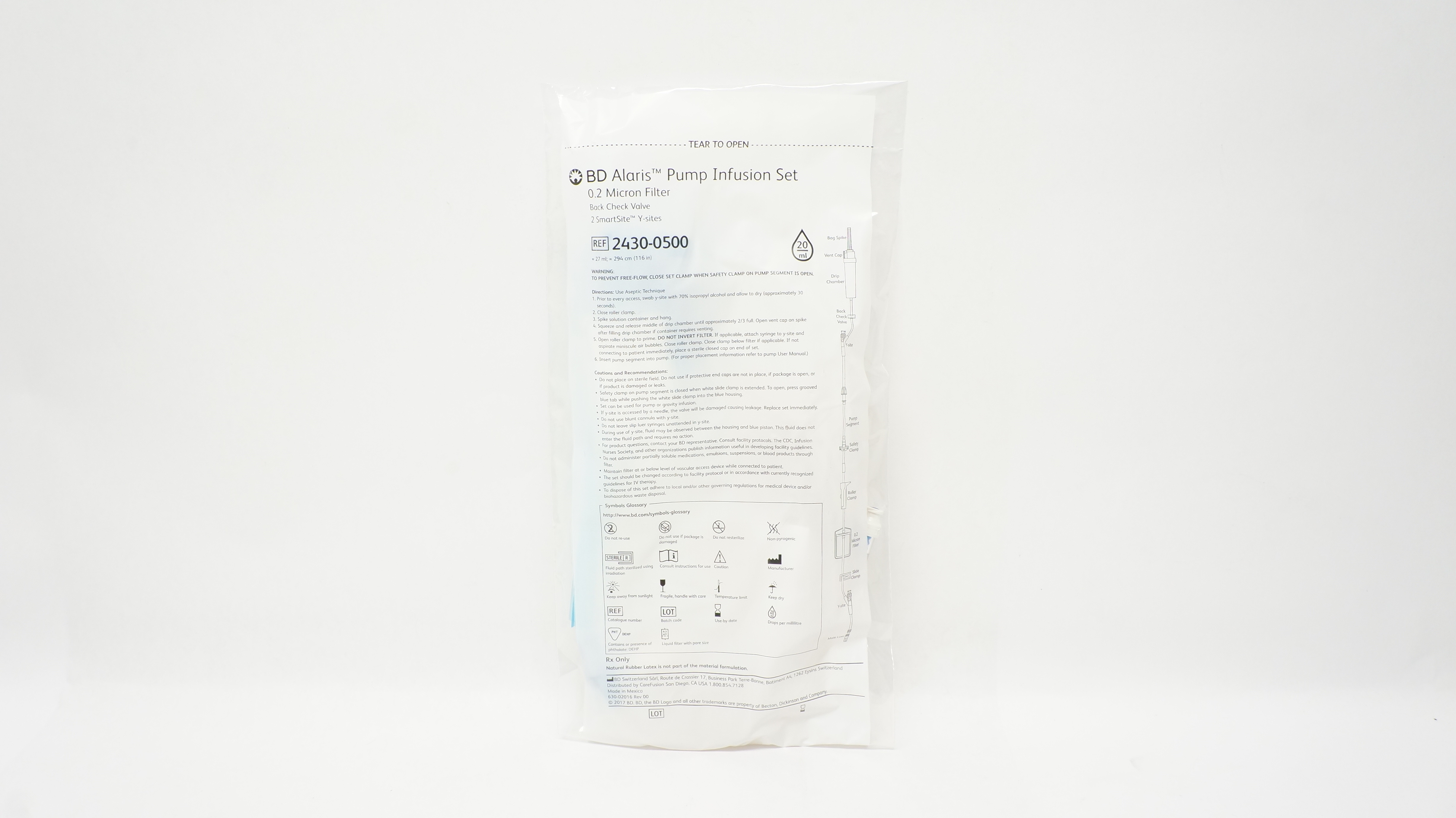BD 2430-0500 Alaris Pump Infusion Set 20ml, 116inch