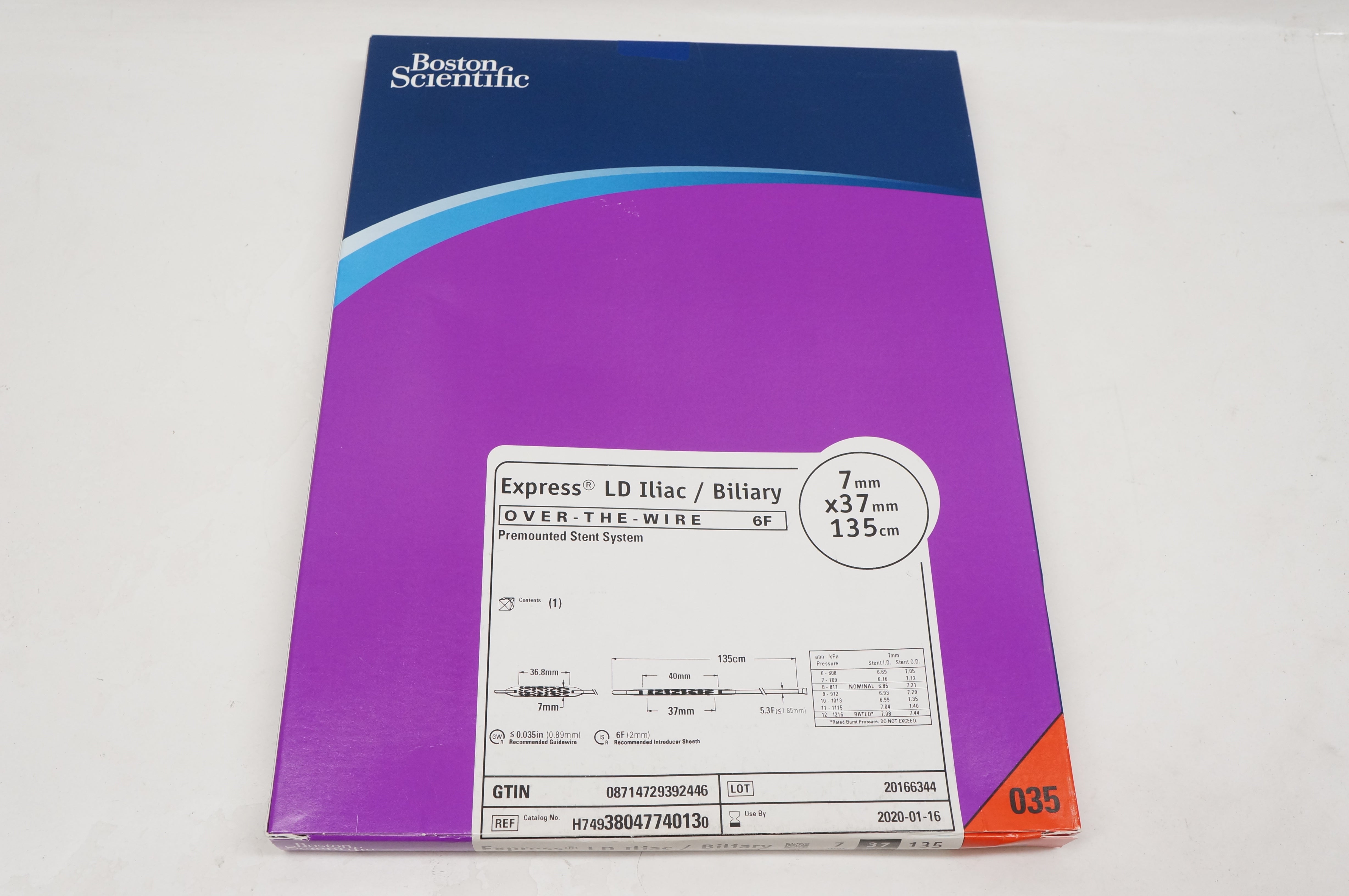 Boston Scientific 3804774013 Express LD Iliac/Biliary 6F, 7mm x 37mm x 135cm (x)