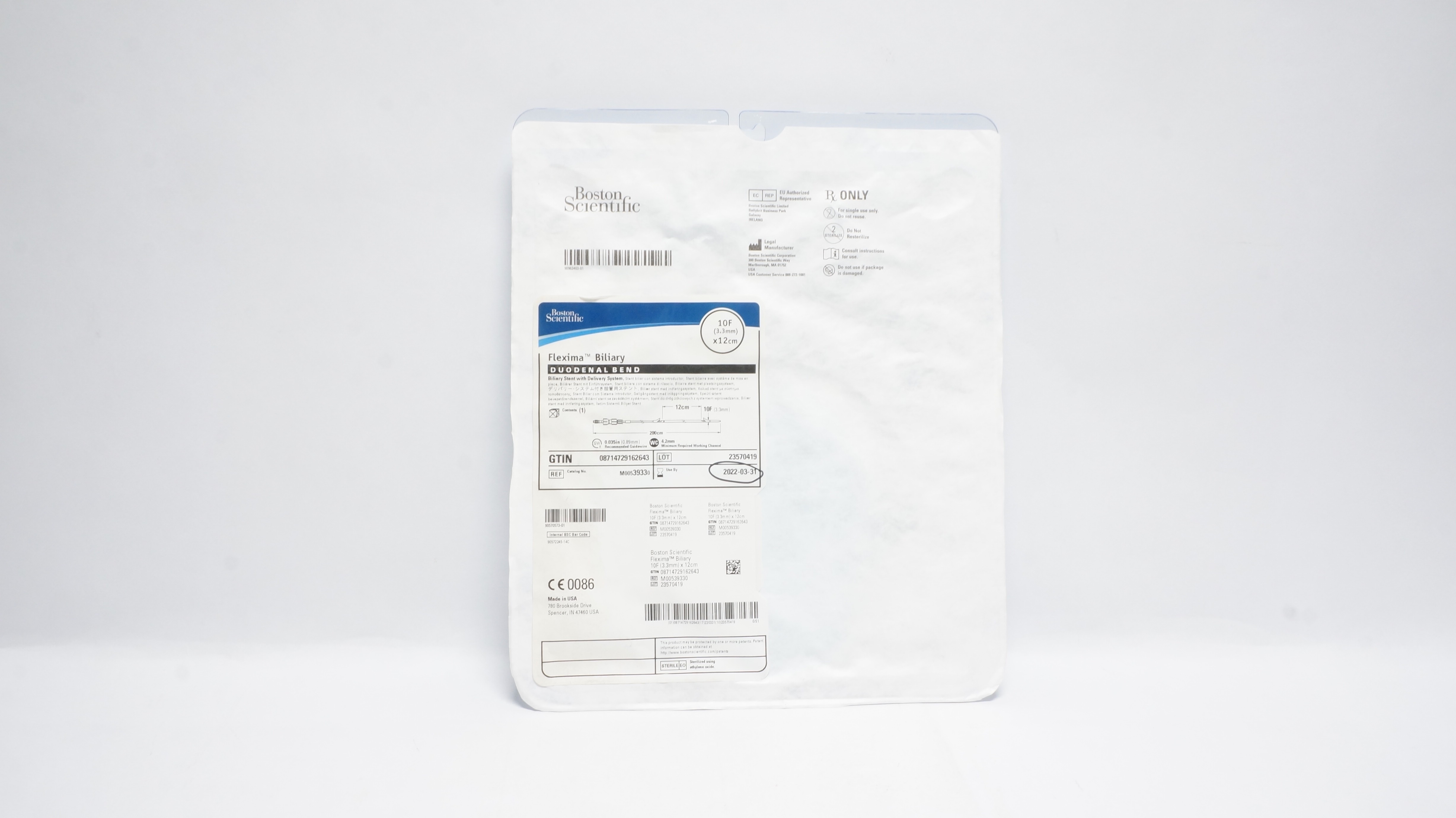 Boston Scientific 3933 Flexima Biliary Stent W/Delivery System Duodenal Bend(x)