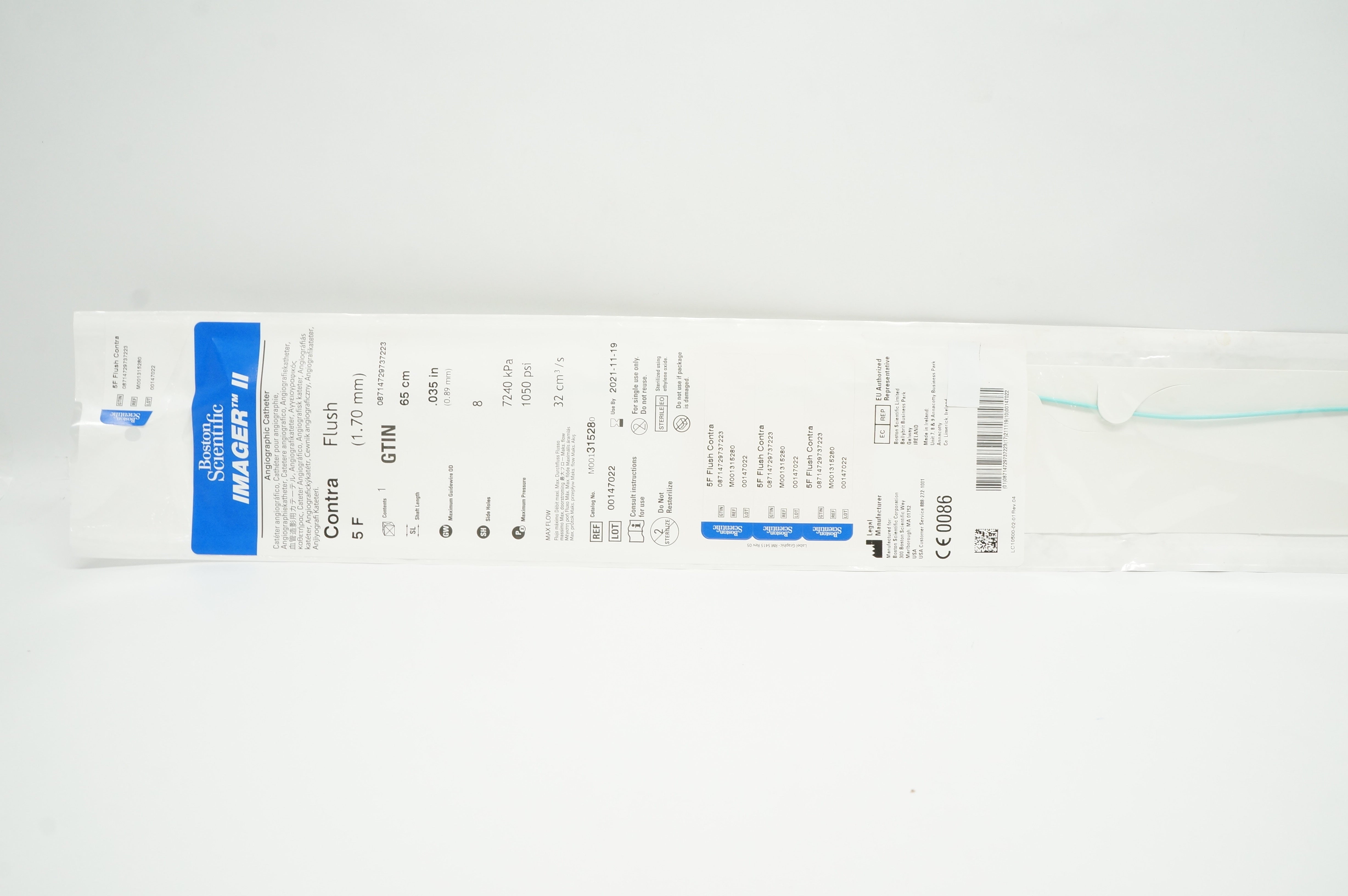Boston Scientific 31528 Imager II Angiographic Cath. Contra Flush 5F x 65cm