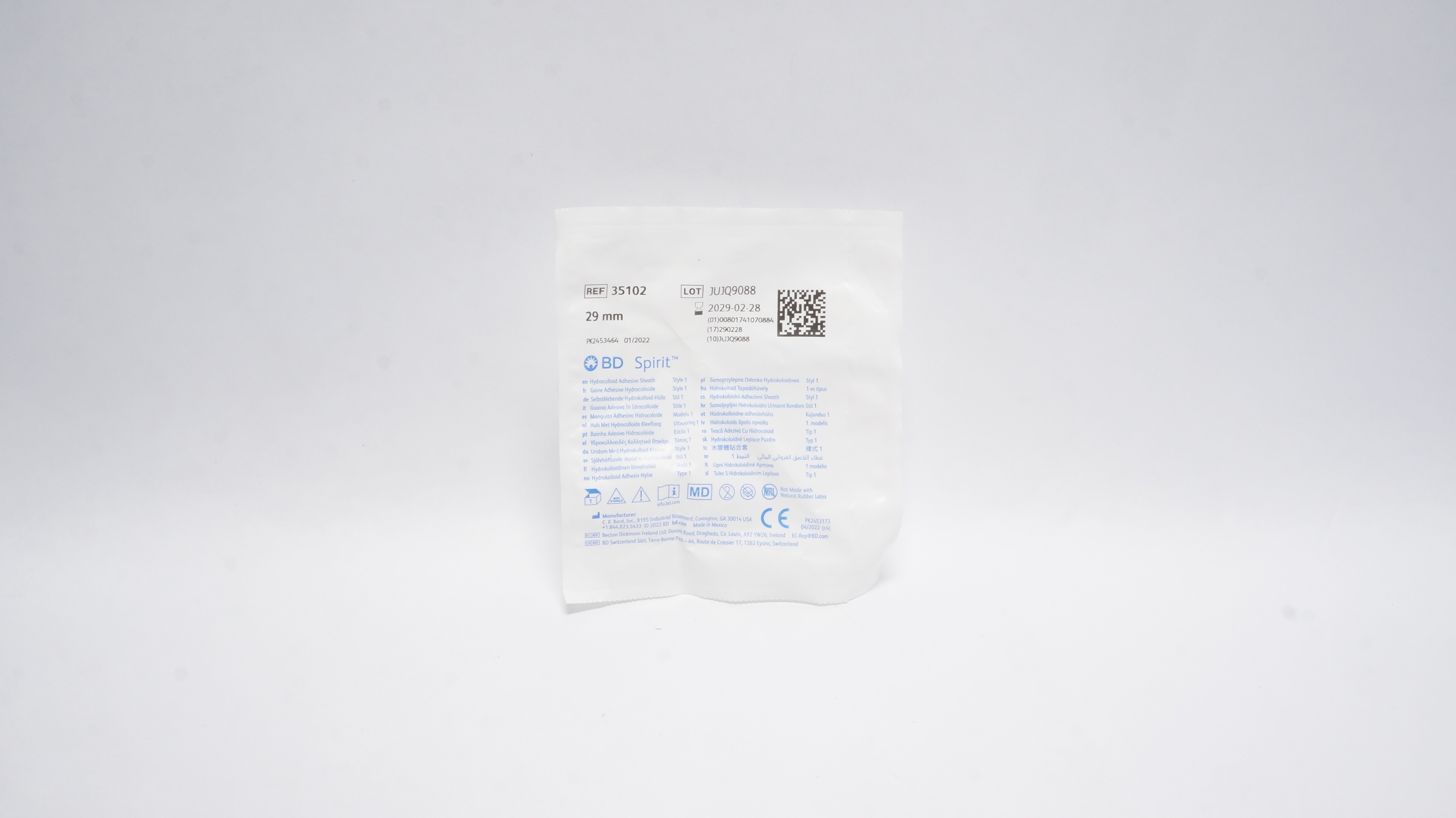 BD 35102 Spirit Hydrocolloid Adhesive Sheath 29mm
