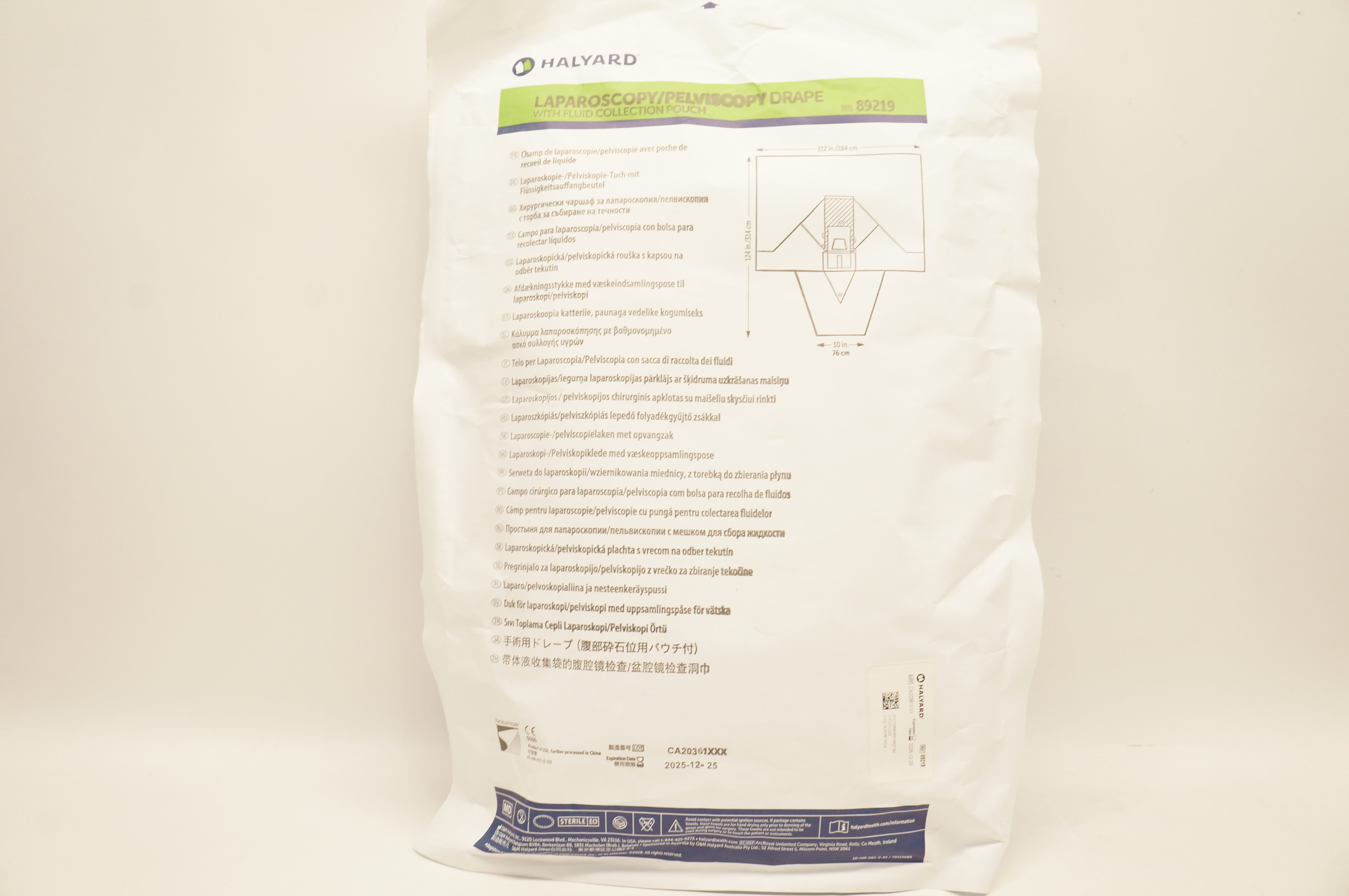 Halyard 89219 Laparoscopy/Pelviscopy Drape  112 inch x 124inch