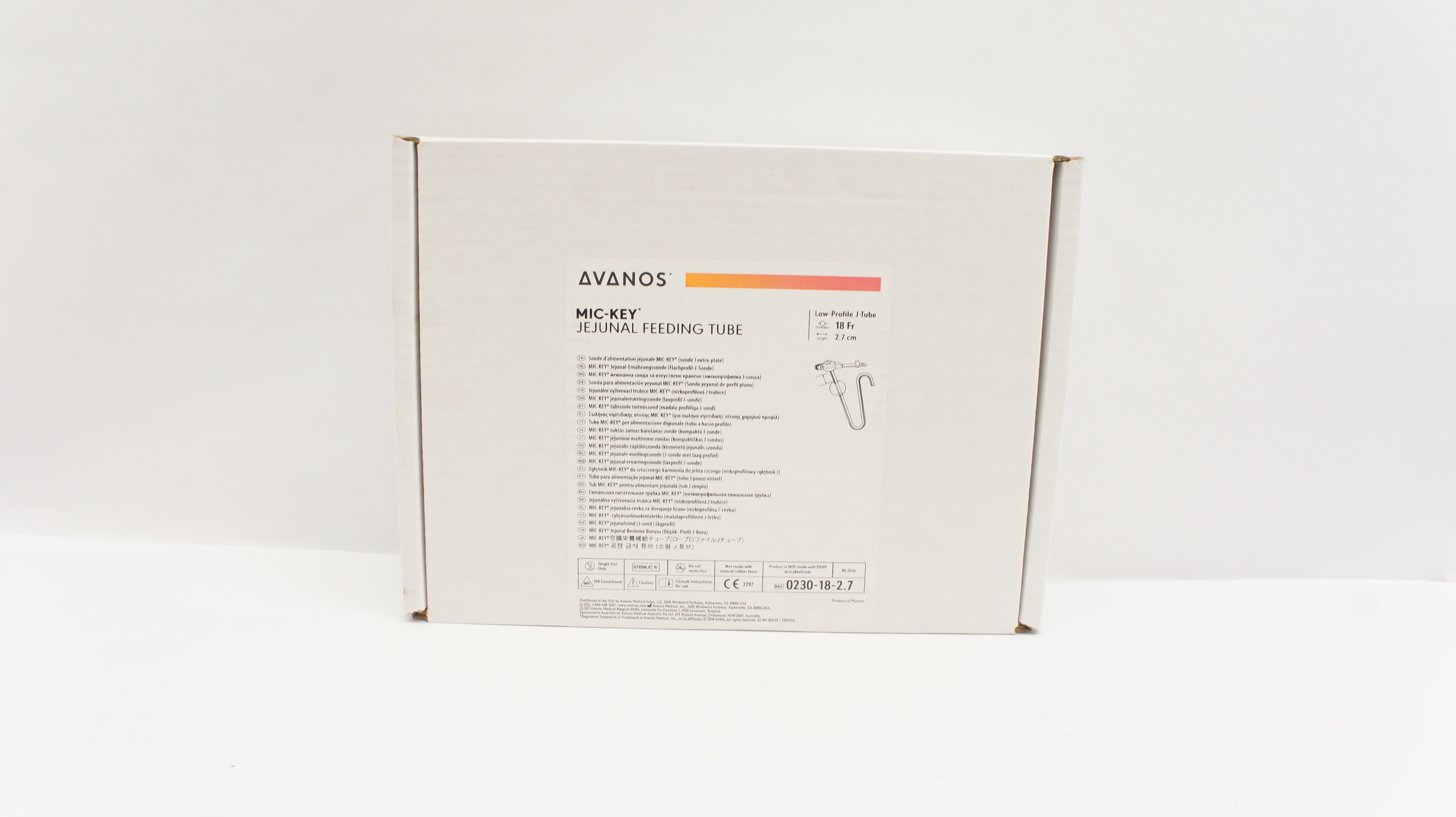 Avanos 0230-18-2.7 MIC-Key Low-Profile Jejunal Feeding Tube 18Fr. (x)