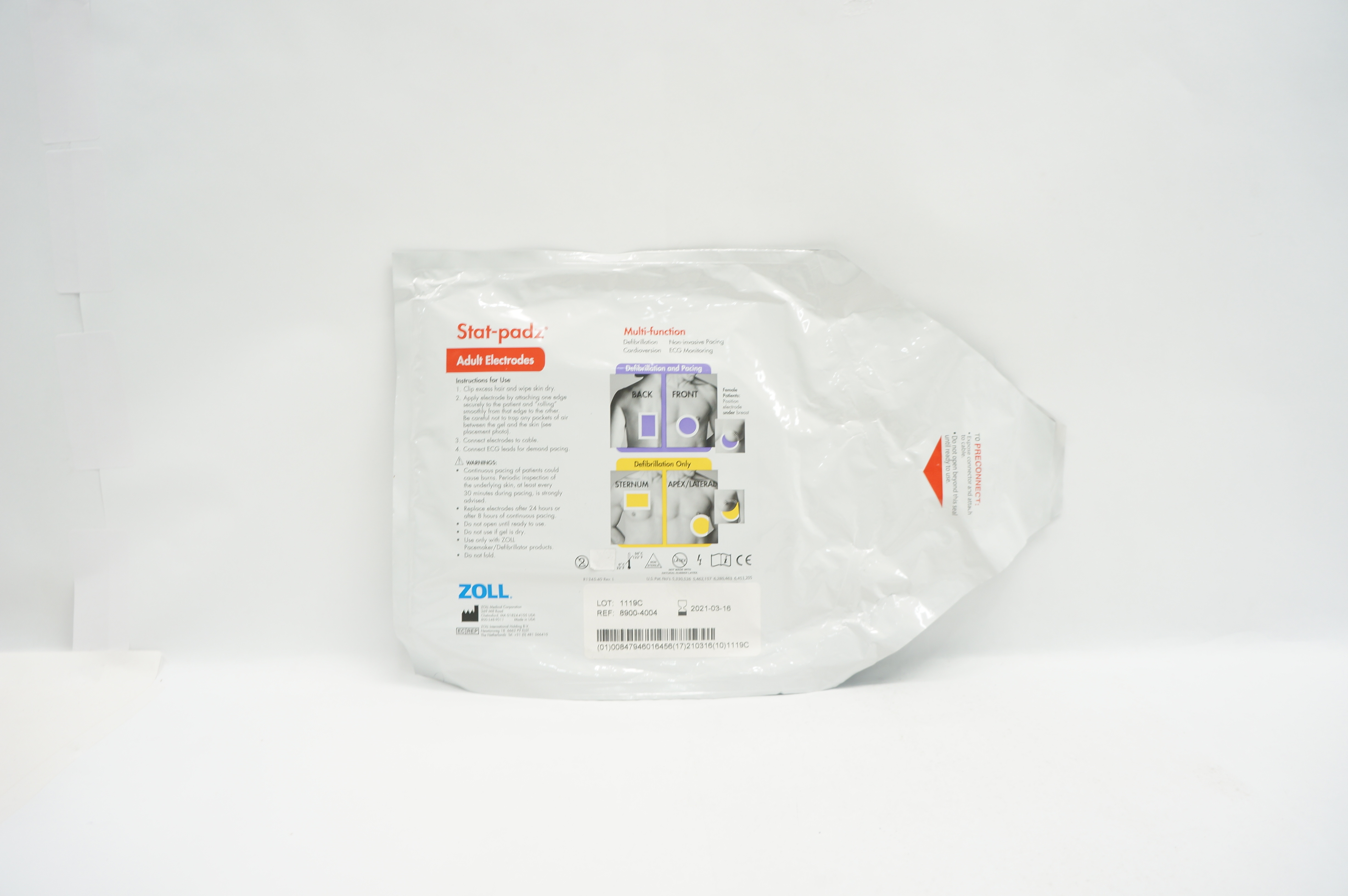 Zoll 8900-4004 Stat-padz Multi-Function Adult Electrodes >8 Years, >55 lbs (x)