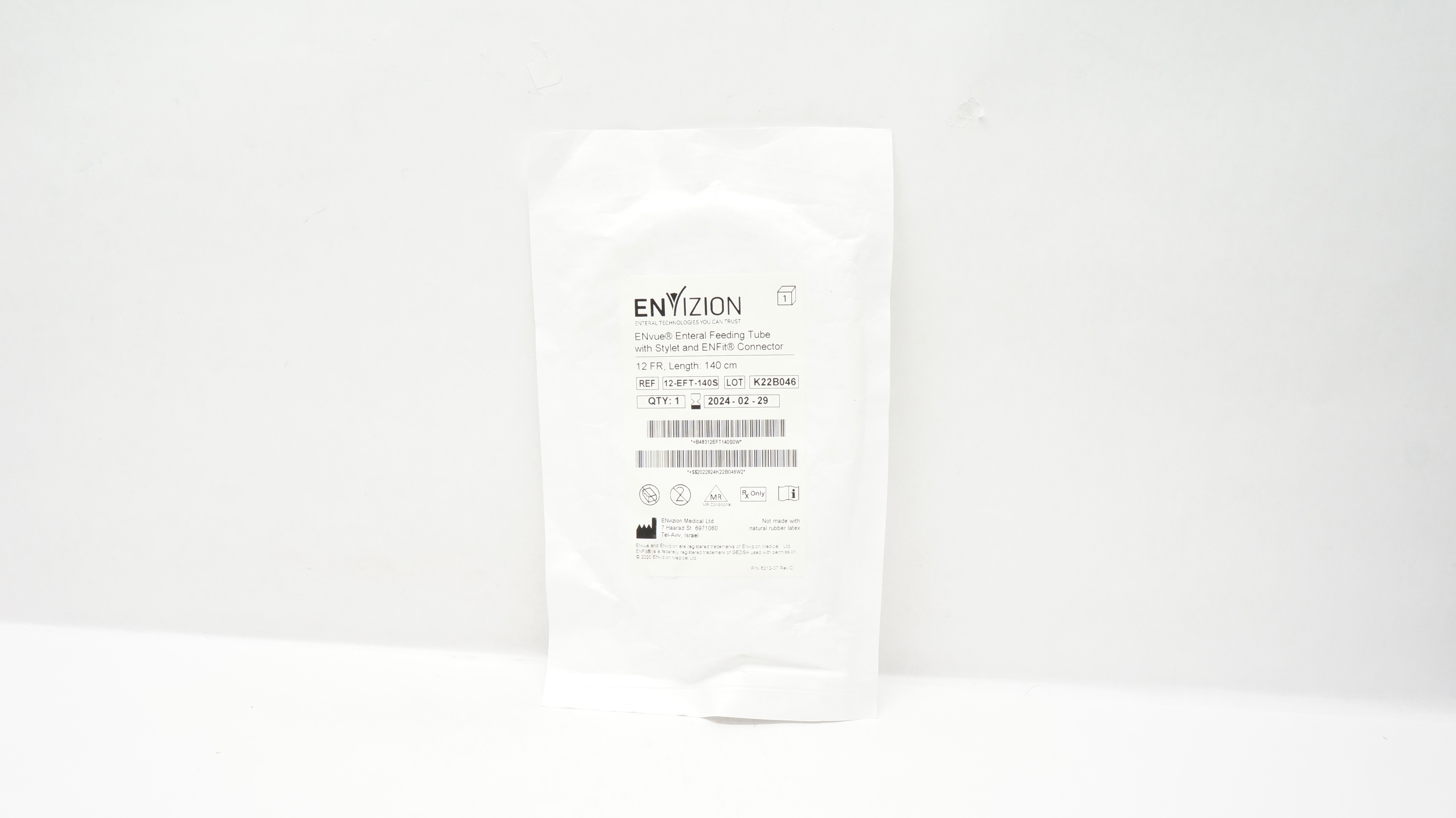 ENvizion Medical 12-EFT-140S ENvue Enteral Feeding Tube W/Stylet&Connector (x)