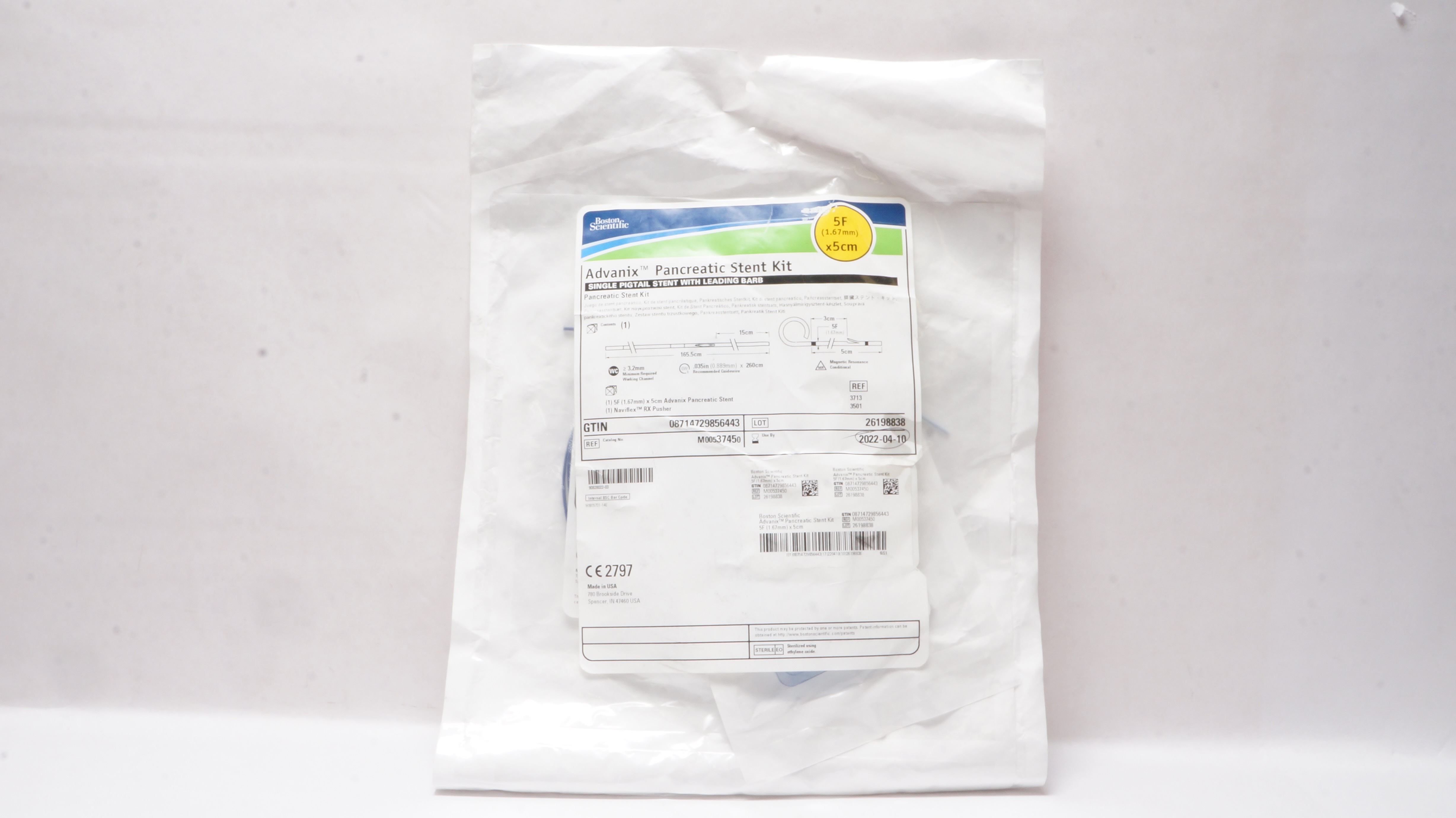Boston Scientific M00537450 Advanix Pancreatic Stnt Kit W/Leading Barb 5Fx5cm(x)