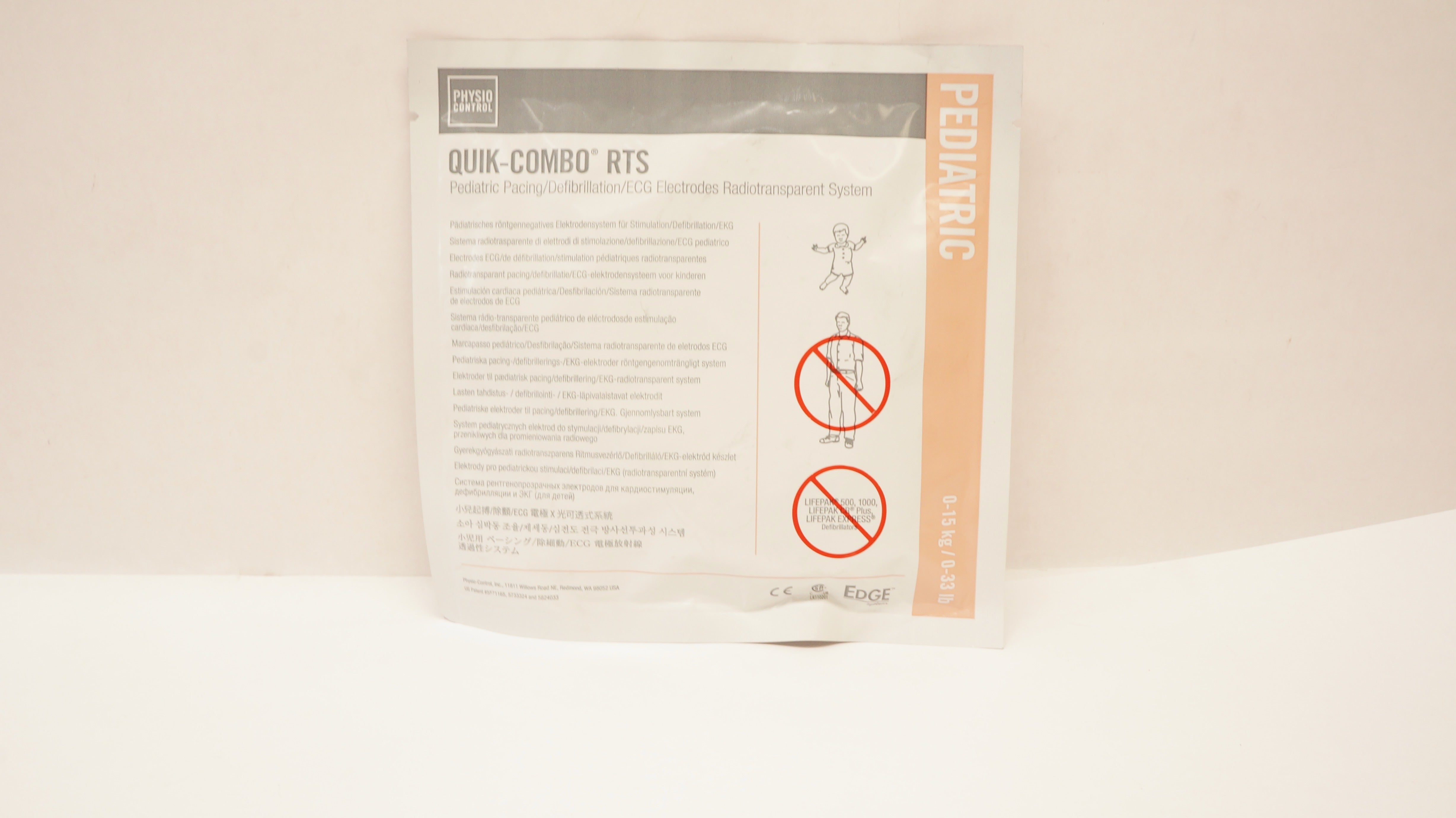 Physio Control 11996-000093 Quik-Combo RTS Pediatric ECG Electrodes 0-33lbs. (x)