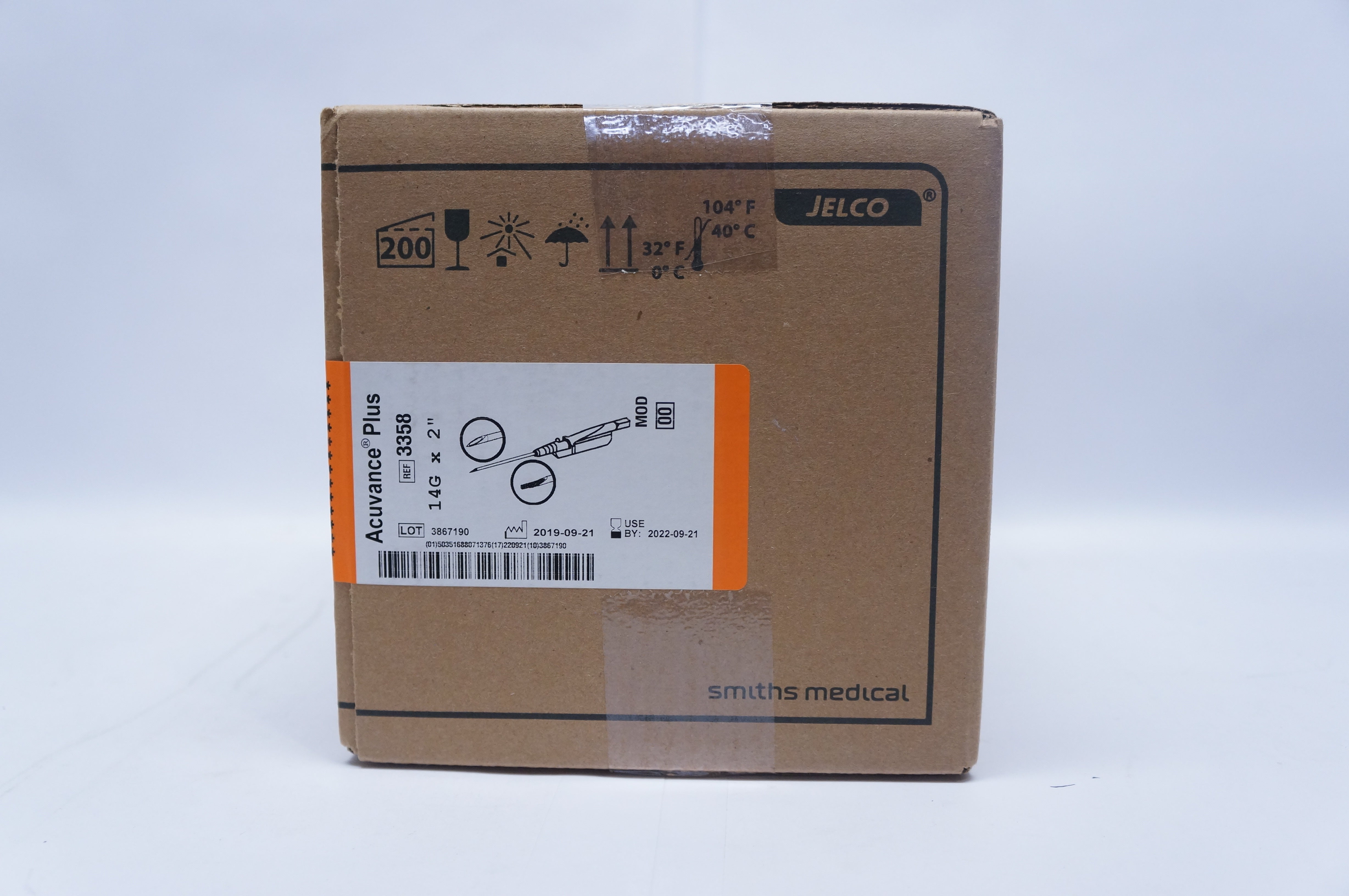 Smiths Medical 3358 Acuvance Pluse Sefate IV Catheters14G x 2inch - Case of 200
