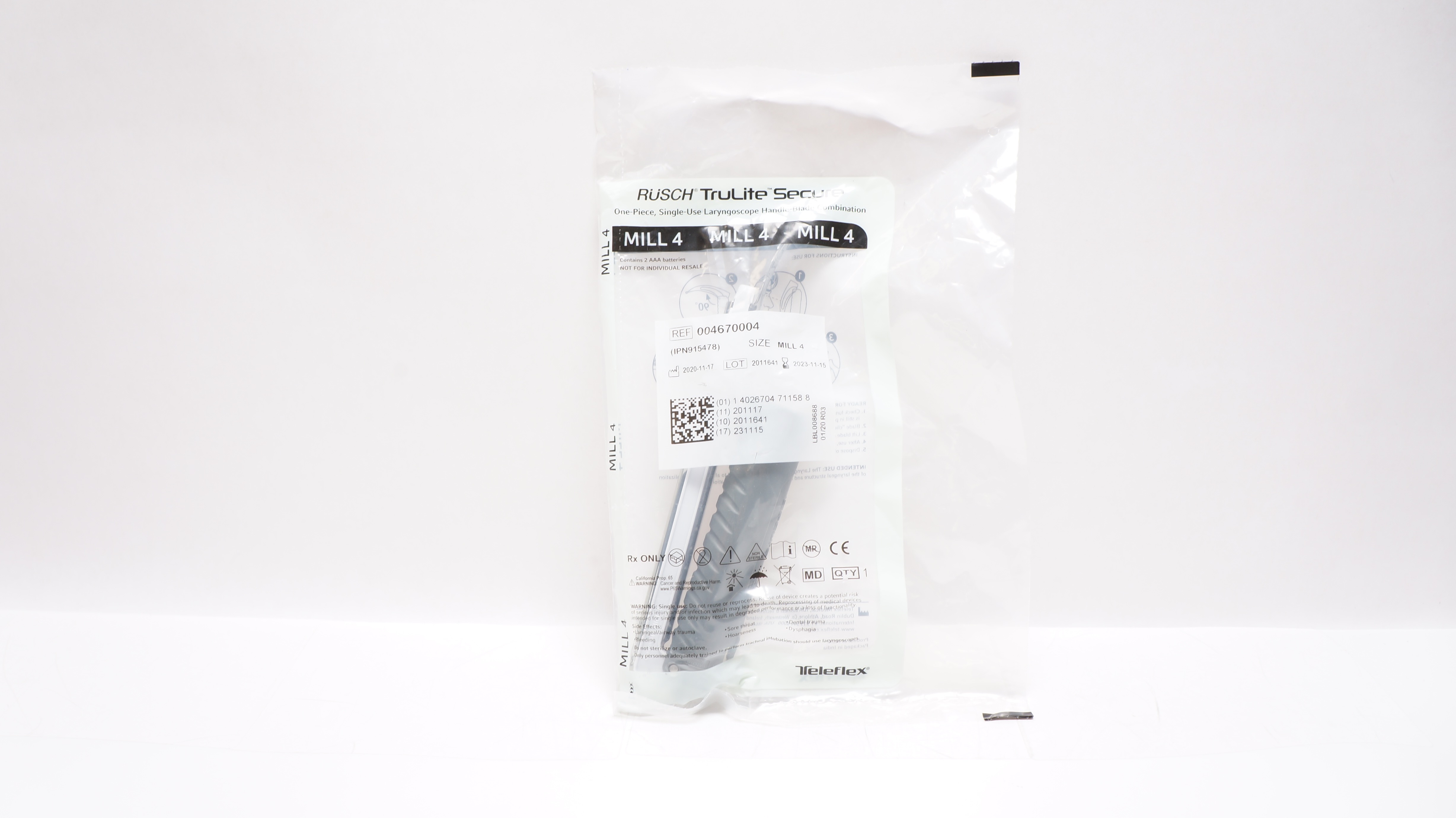 Teleflex 004670004 Rusch TruLite Laryngoscope Handle-Blade Combination Mill 4(x)