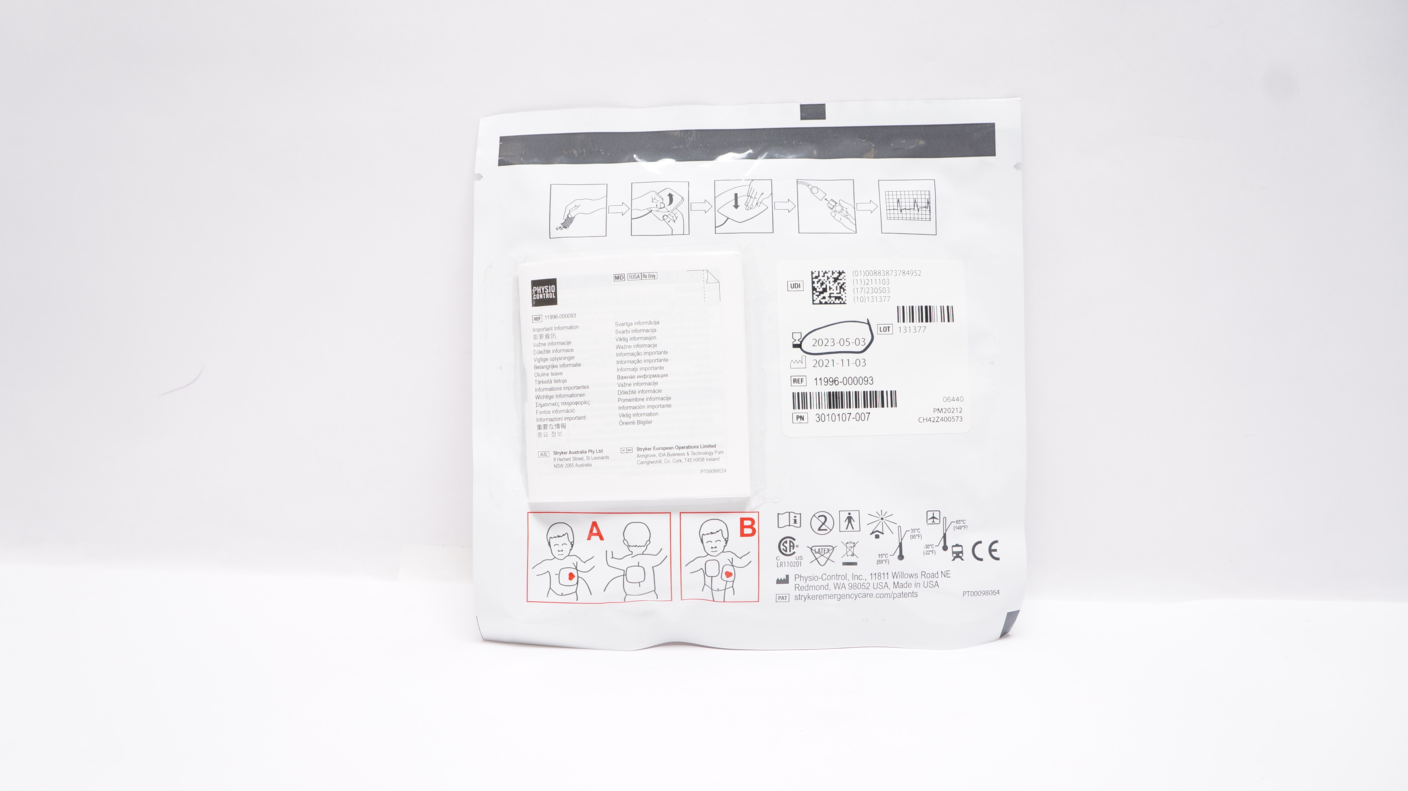 Physio Control 11996-000093 Quik-Combo RTS Pediatric ECG Electrodes 0-33lbs. (x)