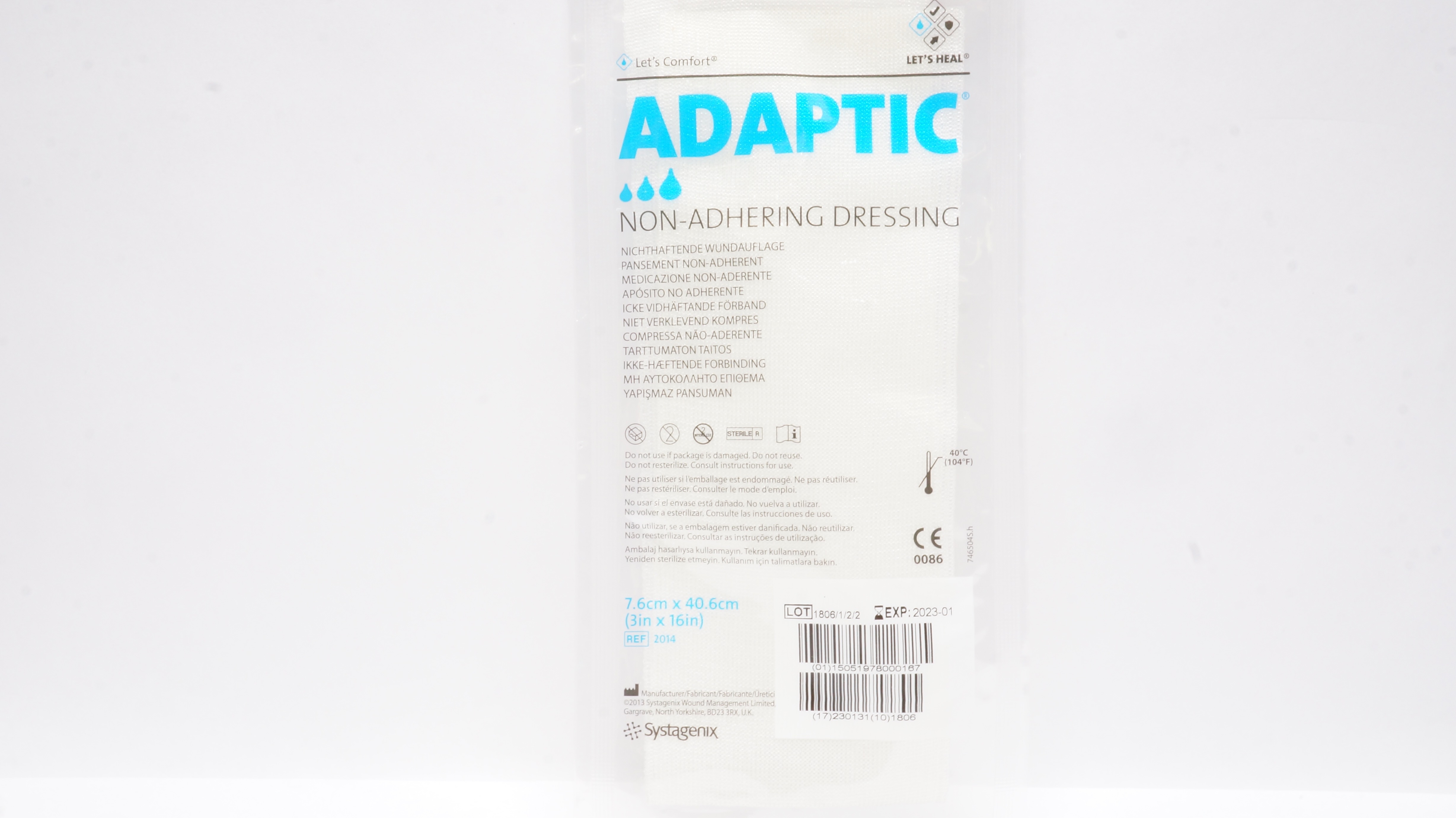 Systagenix 2014 Adaptic Non-Adhering Dressing 3inch x 16inch (x)