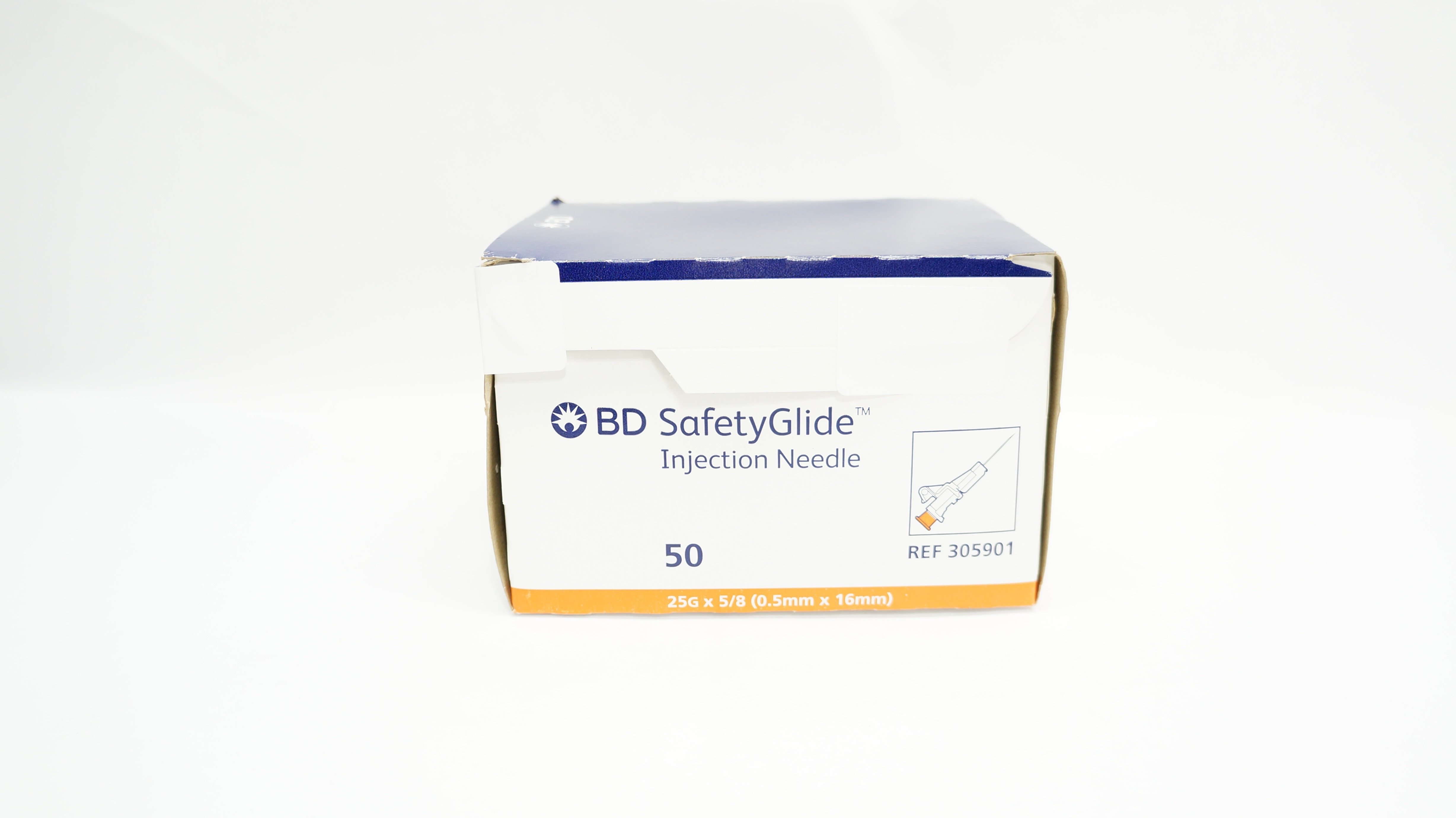 BD 305901 Safety Glide Injection Ndle 25G x 5/8 inch - Box of 50