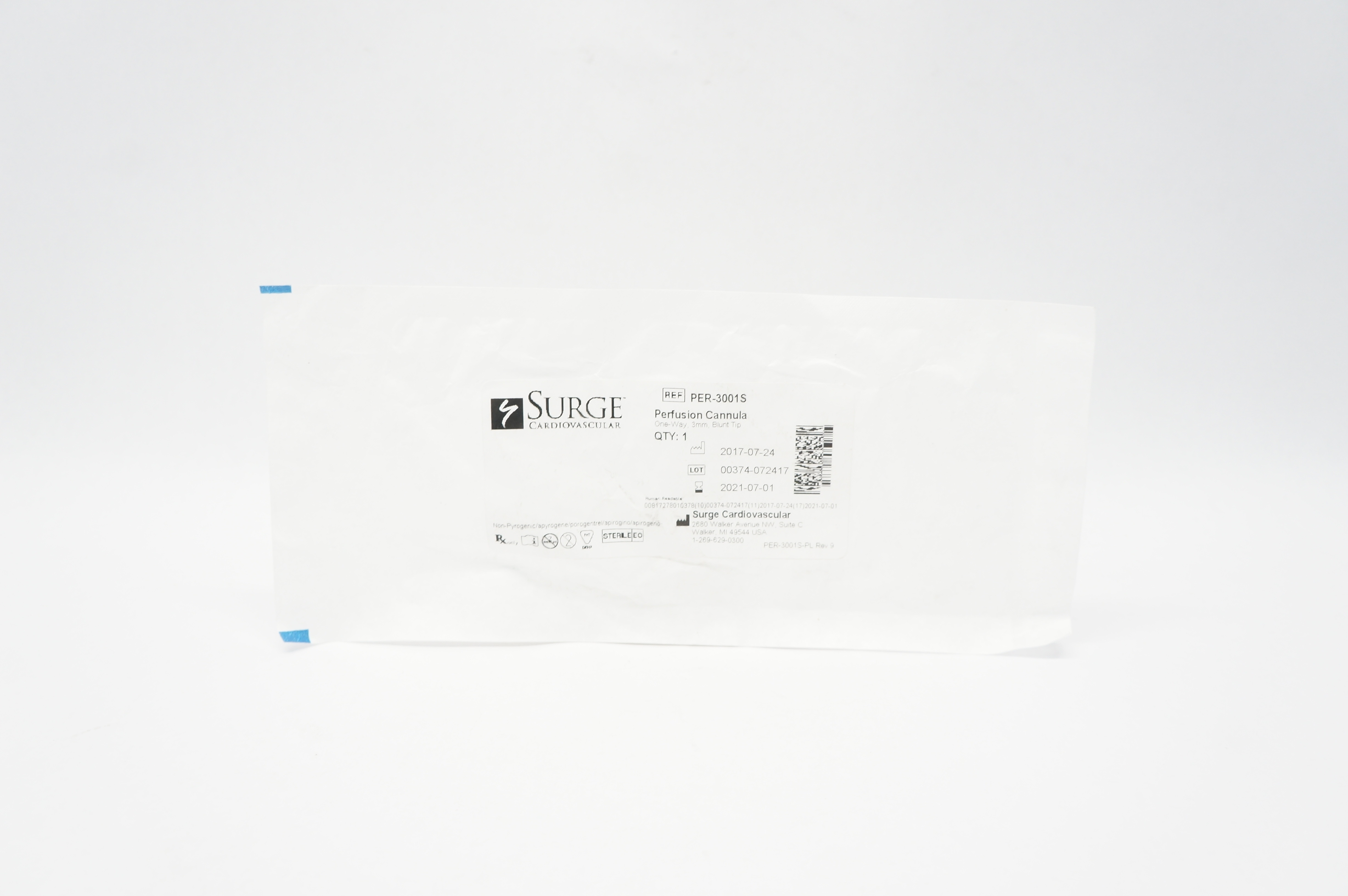Surge Cardiovascular PER-3001S Perfusion Cannula One-Way Blunt Tip 3mm (x)