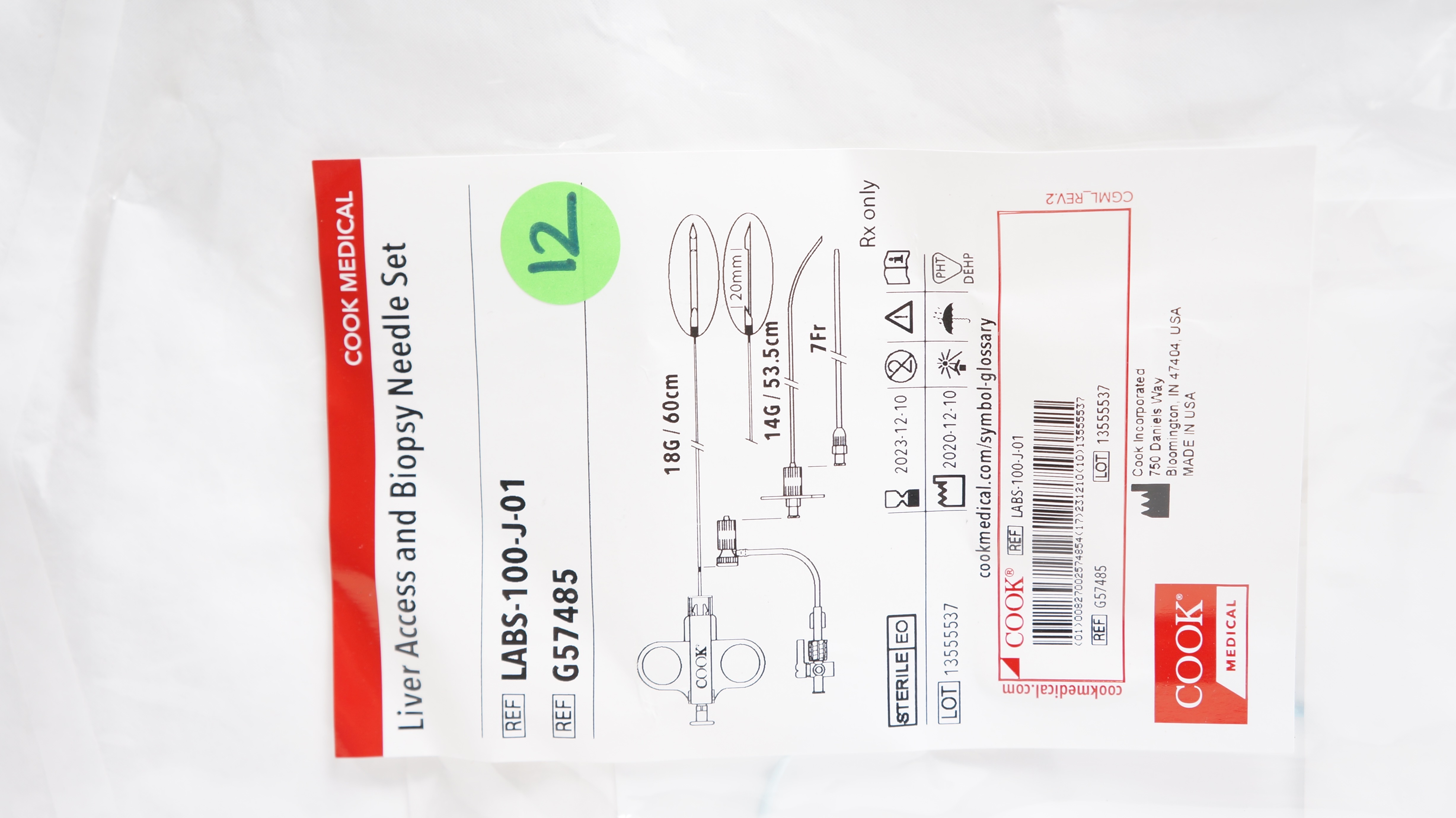 Cook Medical G57485 Liver Access & Biopsy Ndle Set 7Fr x 18G x 14G (x)