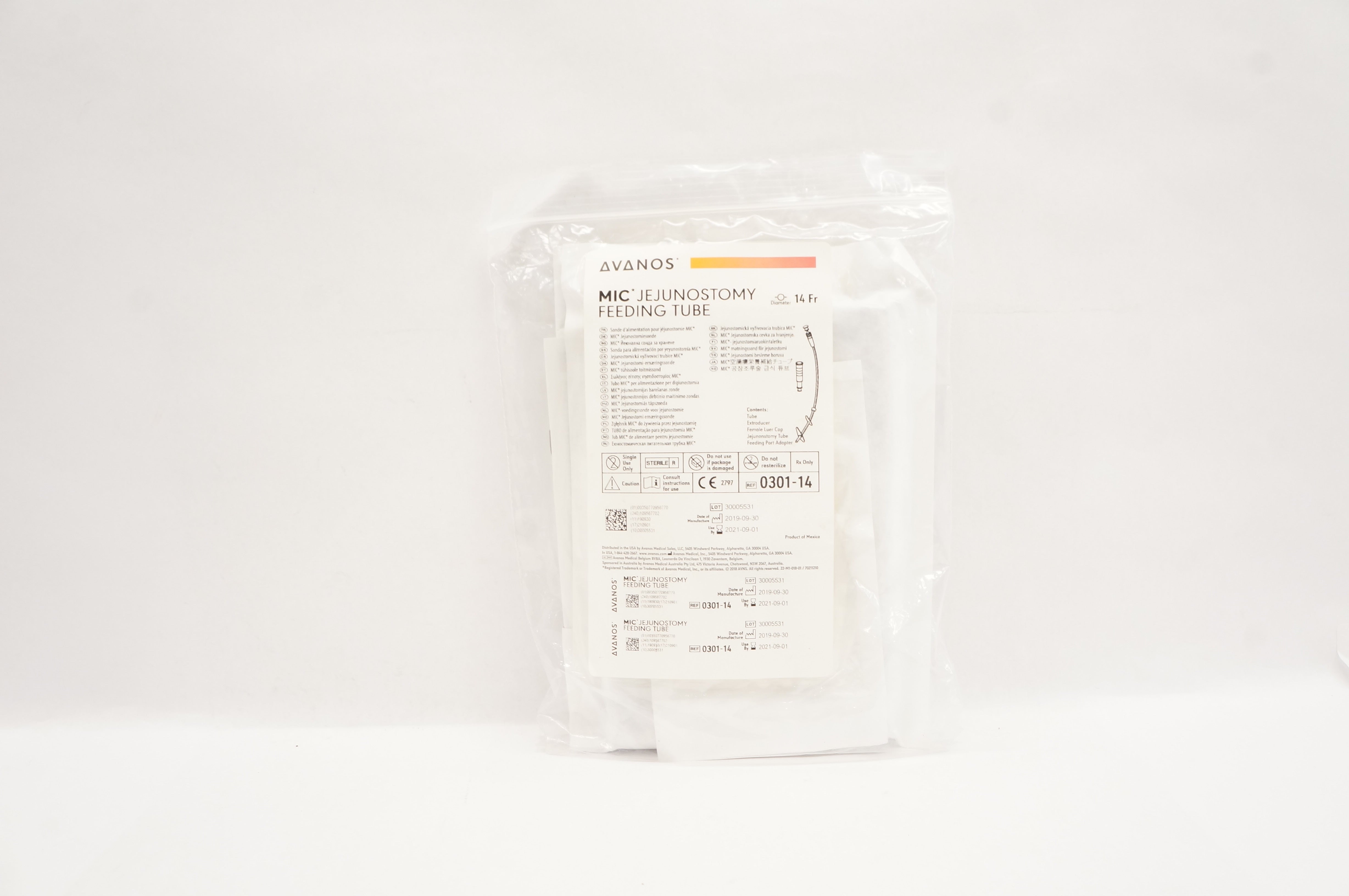 Avanos 0301-14 MIC Jejunostomy Feeding Tube 14 Fr (x)