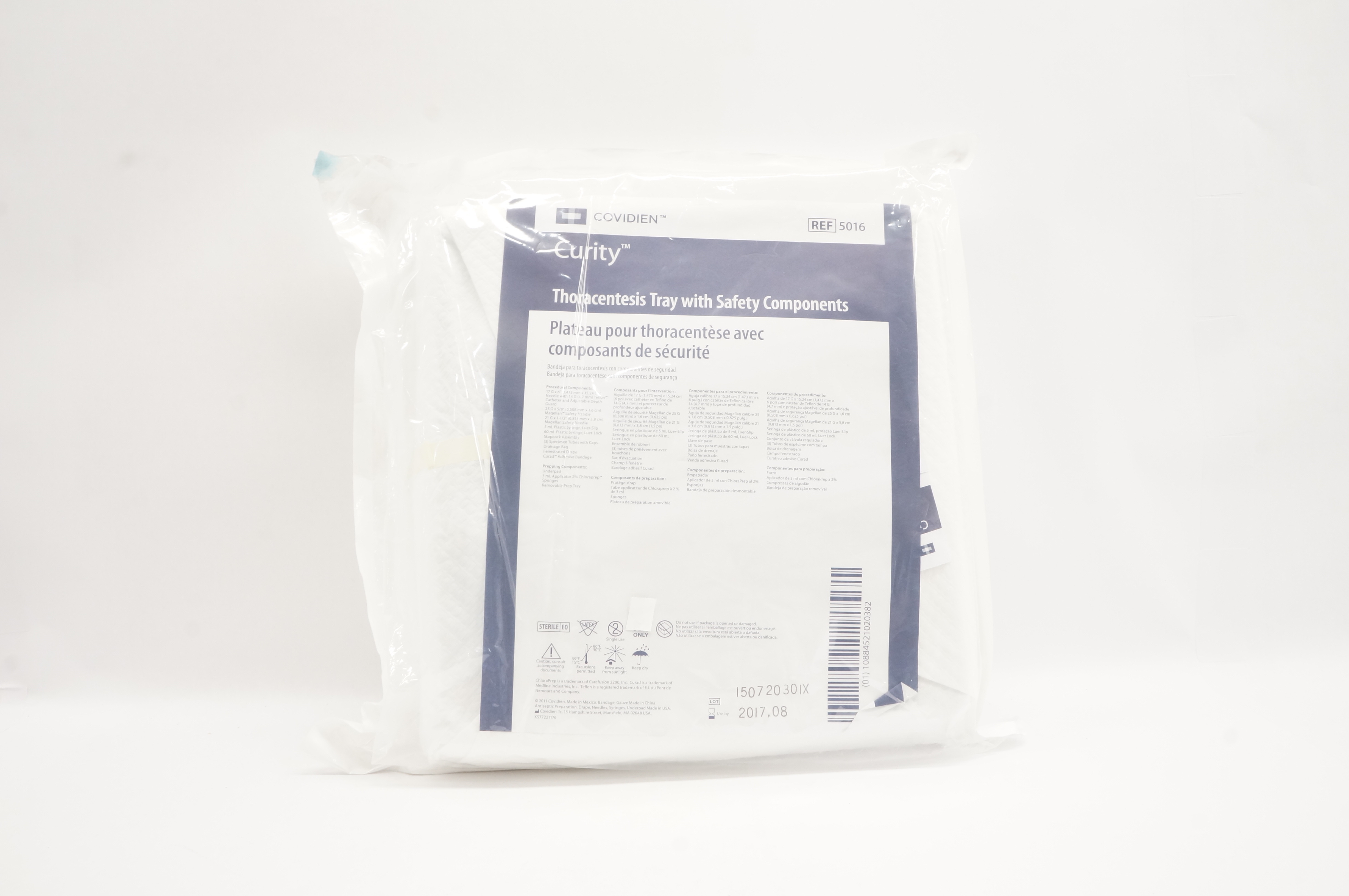 Covidien 5016 Curity Thoracentesis Tray with Safety Components (x)