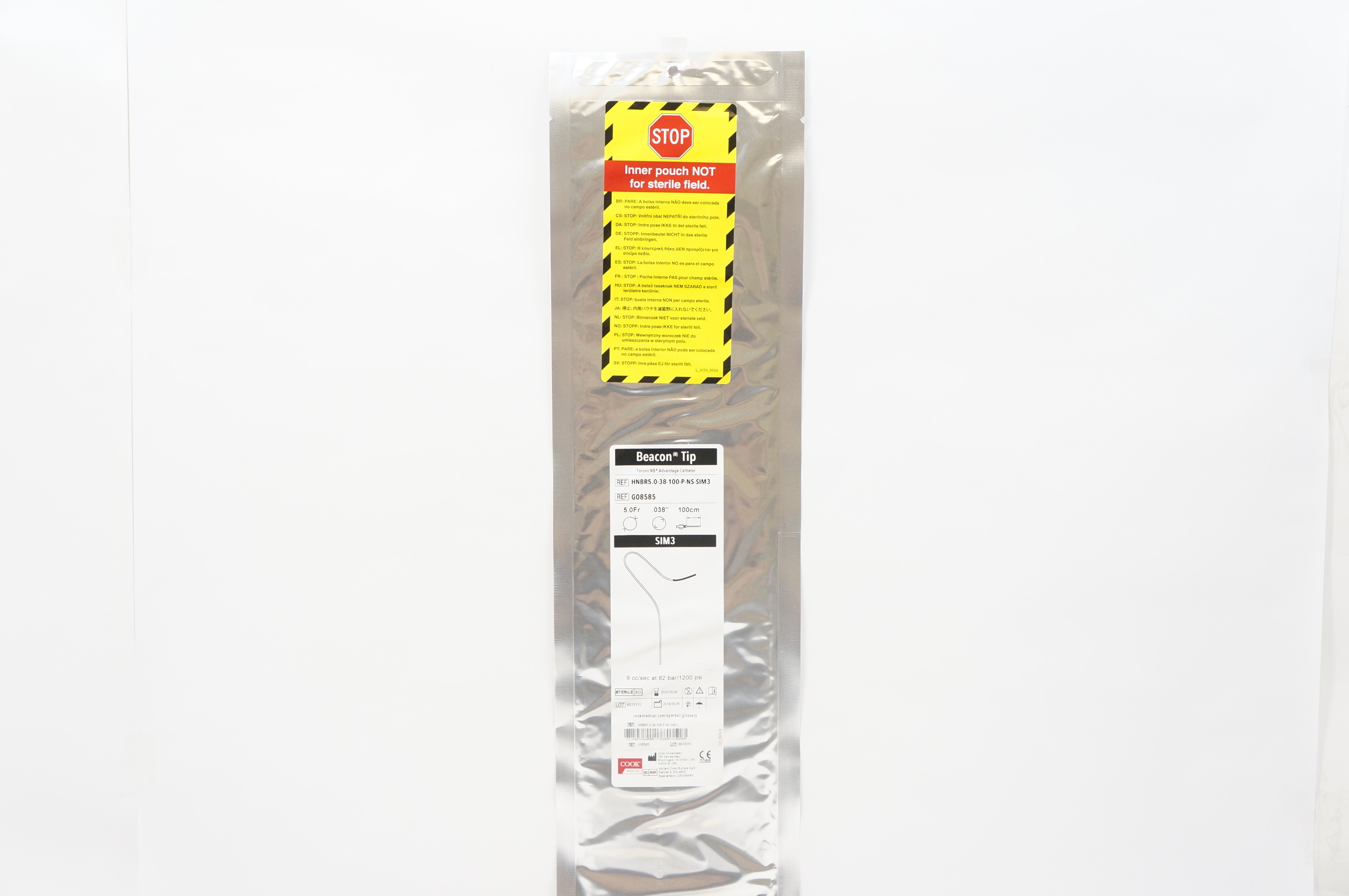 Cook G08585 Beacon Tip Tarcon NB Advantage Cath. 5Fr x0.038inch x 100cm SIM3 (x)