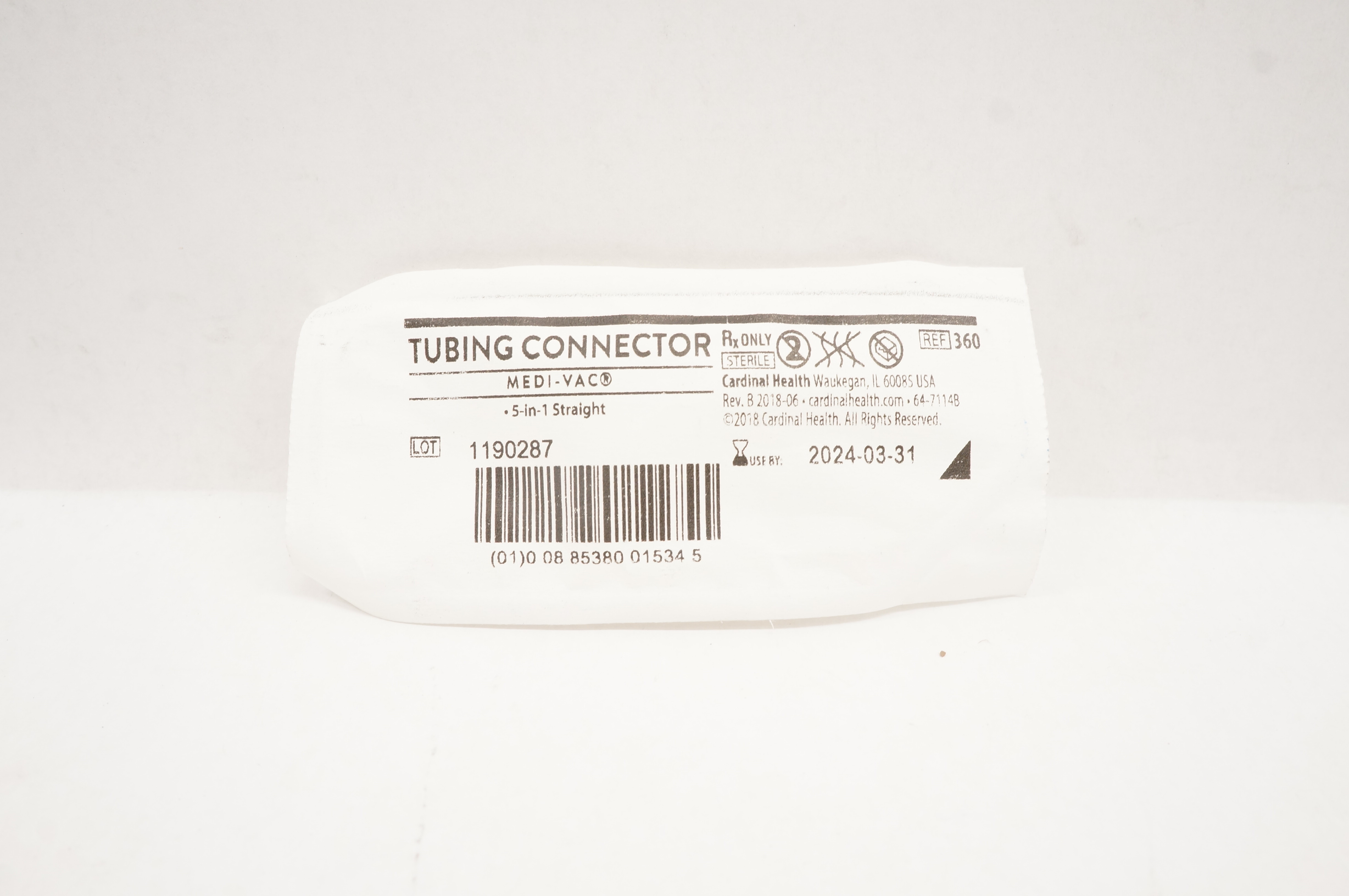 Cardinal Health 360 Medi-Vac Tubing Connector 5-in-1 Straight