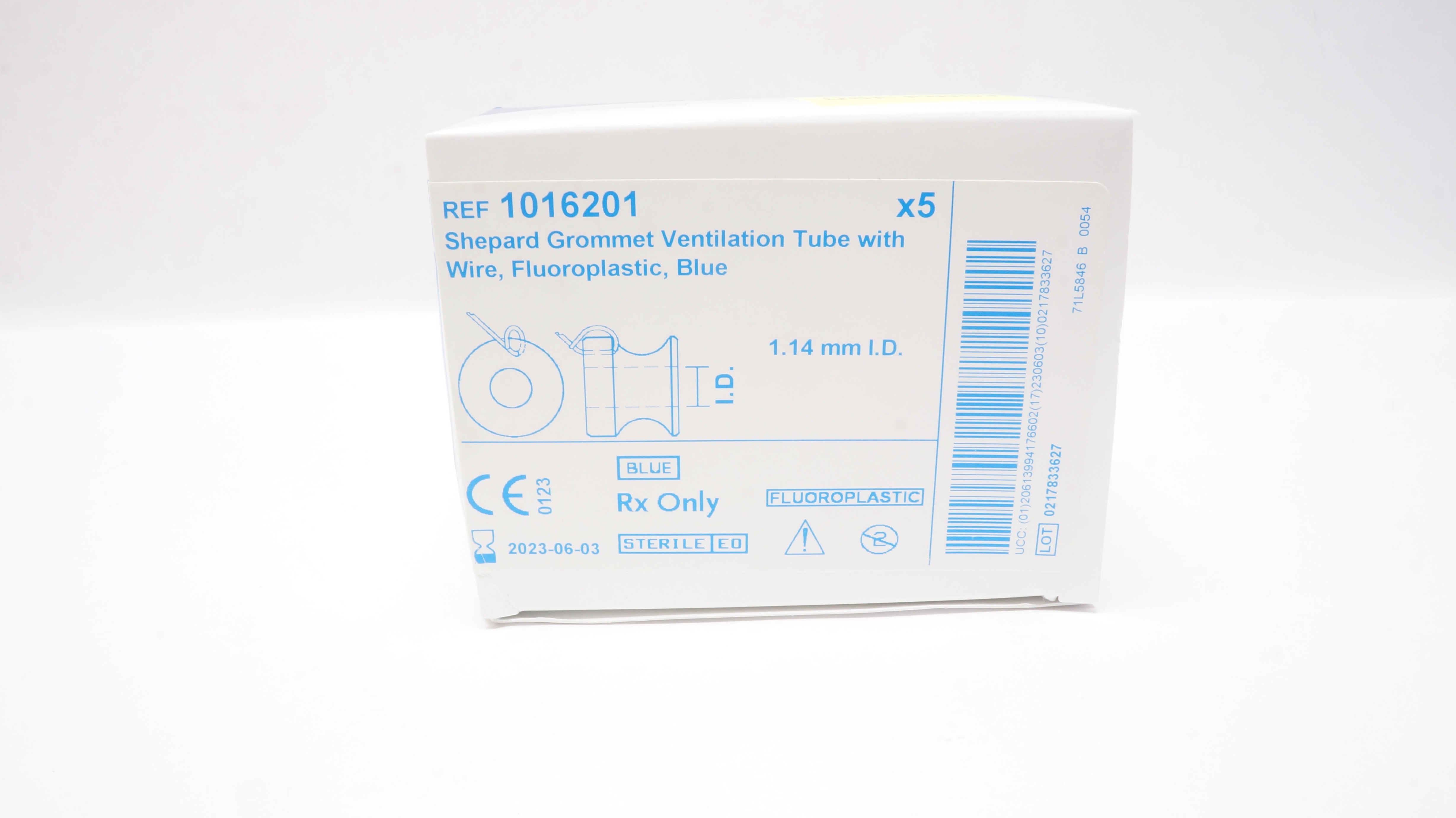 Medtronic 1016201 Shepard Grommet Ventilation Tube 1.14mm I.D (x) - Box of 5