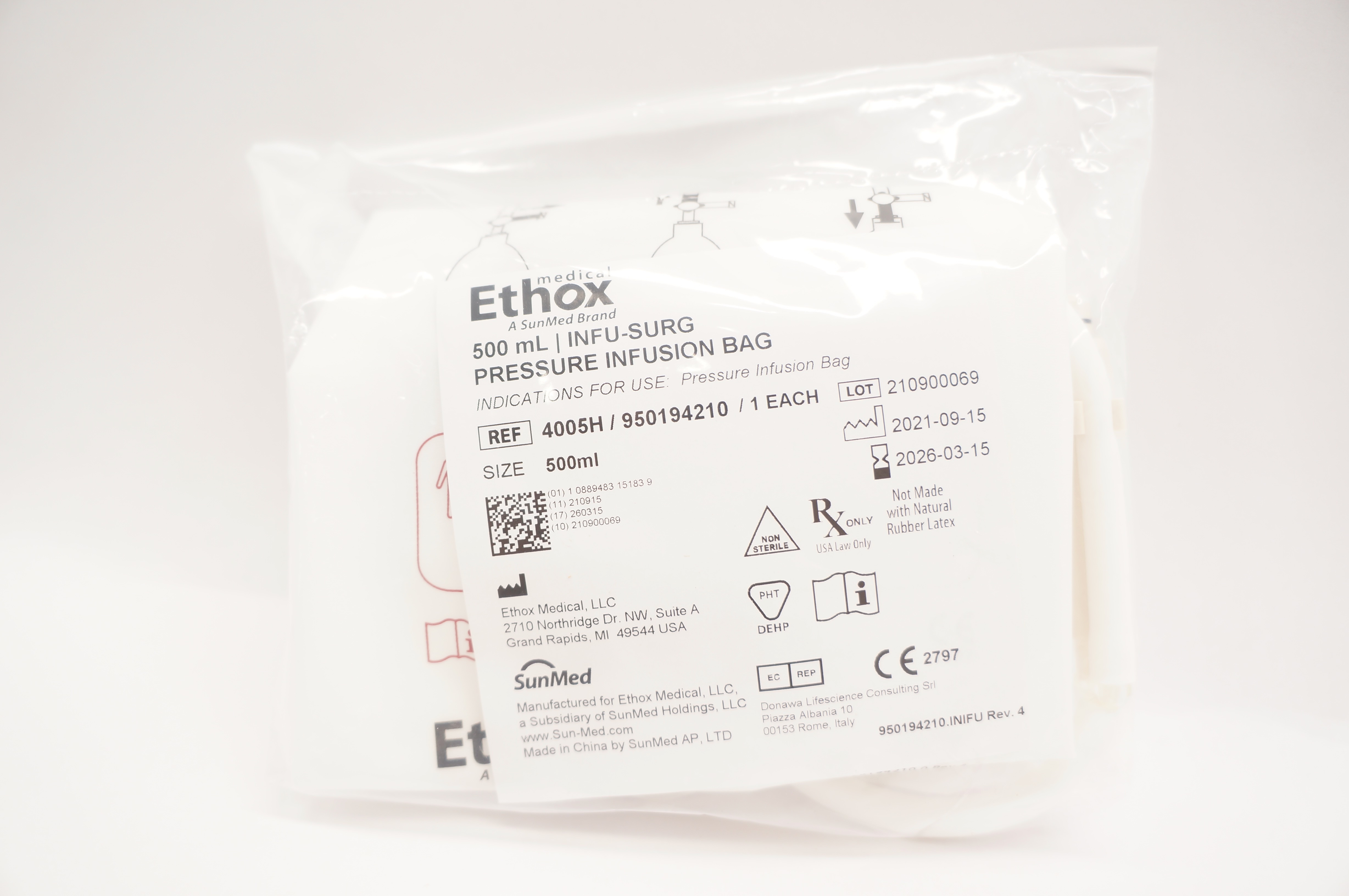 Sun-Med 4005H/950194210 Ethox Infu-Surg Pressure Infusion Bag 500ml