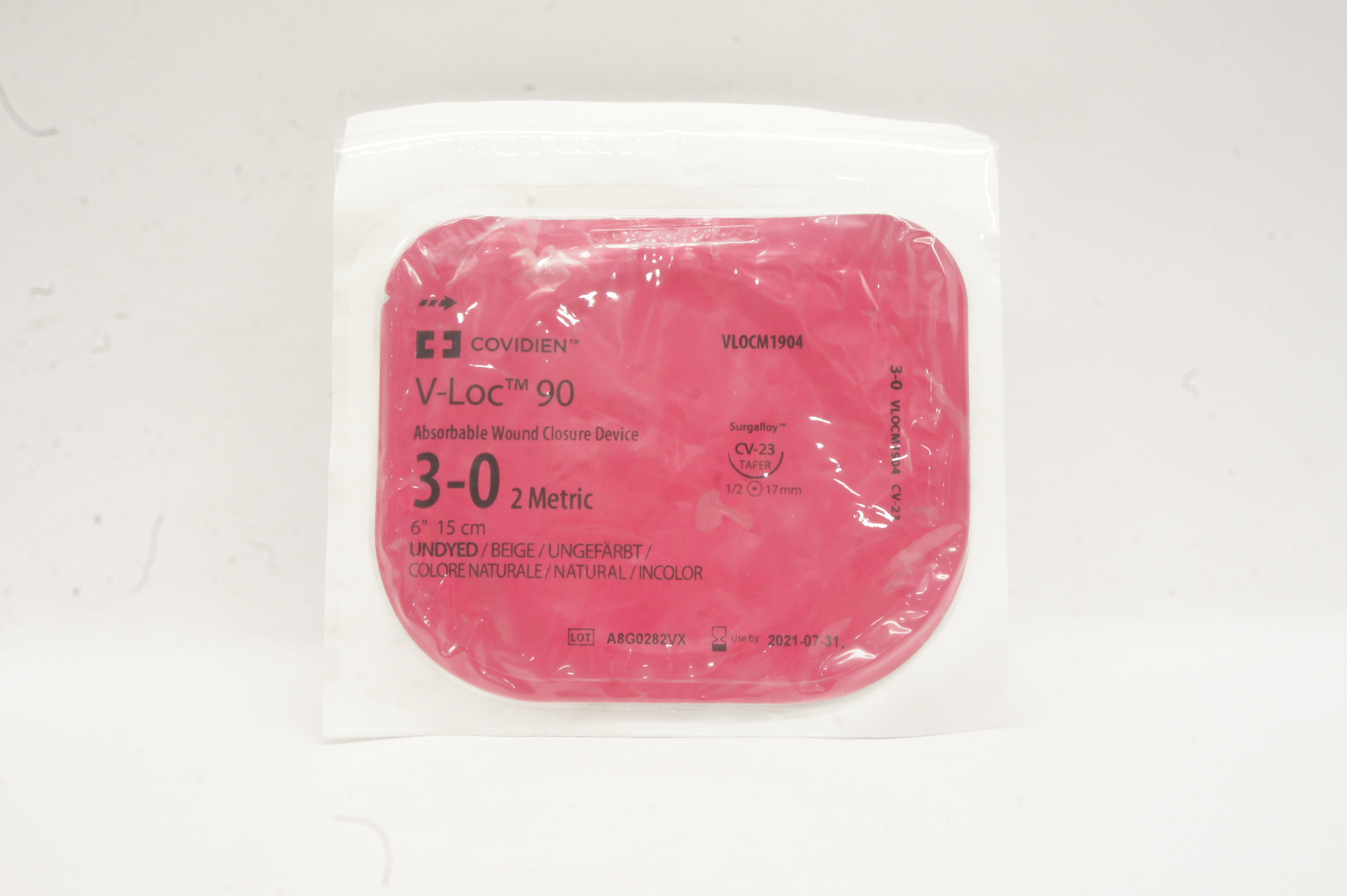 Covidien VLOCM1904 3-0 V-Loc 90 Absrobable Wound, CV-23, 1/2 17mm, 6inch