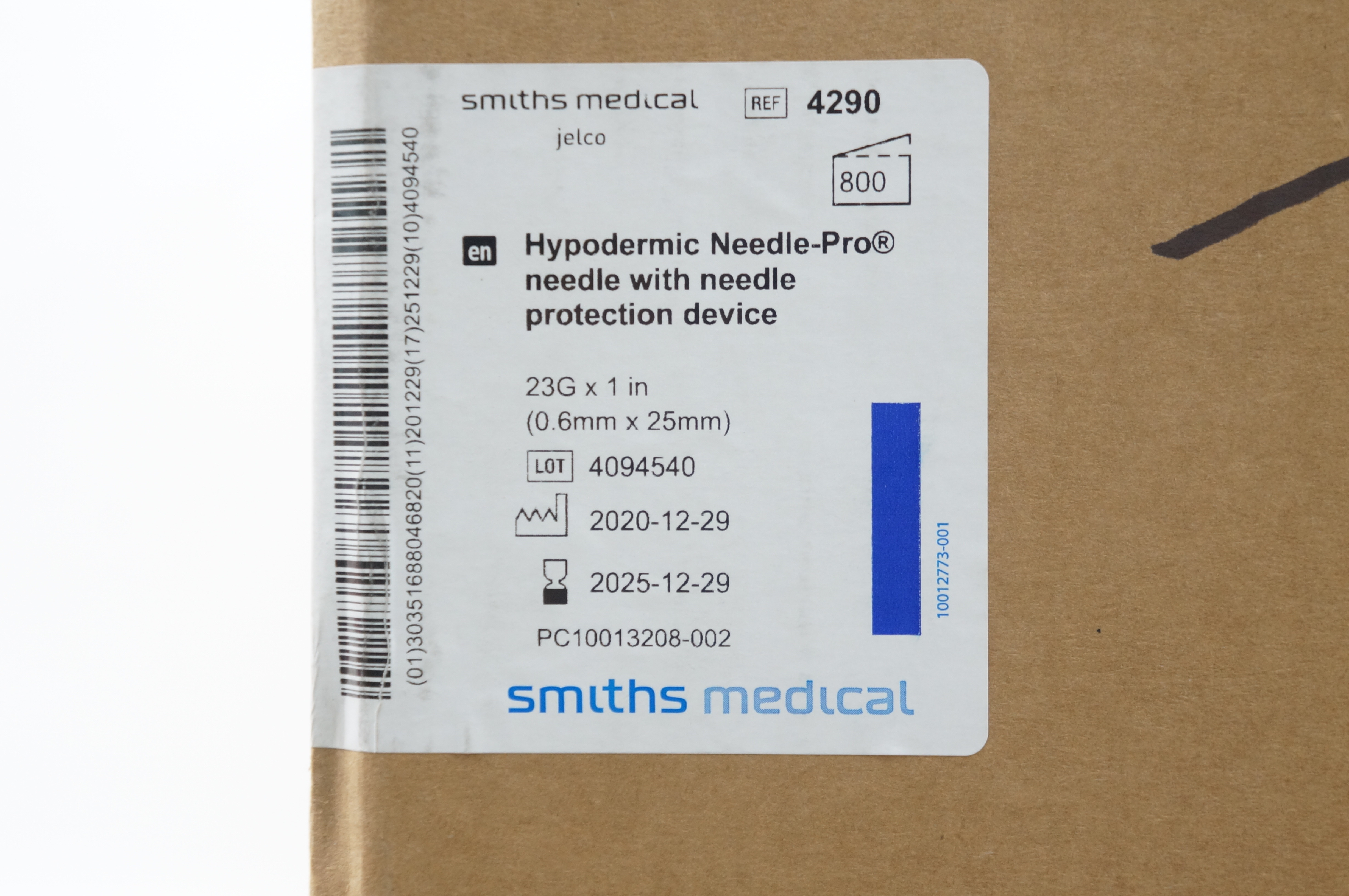 Smiths Medical 4290 Hypodermic Ndle w/Protection Device 23G x 1inch - Box of 800