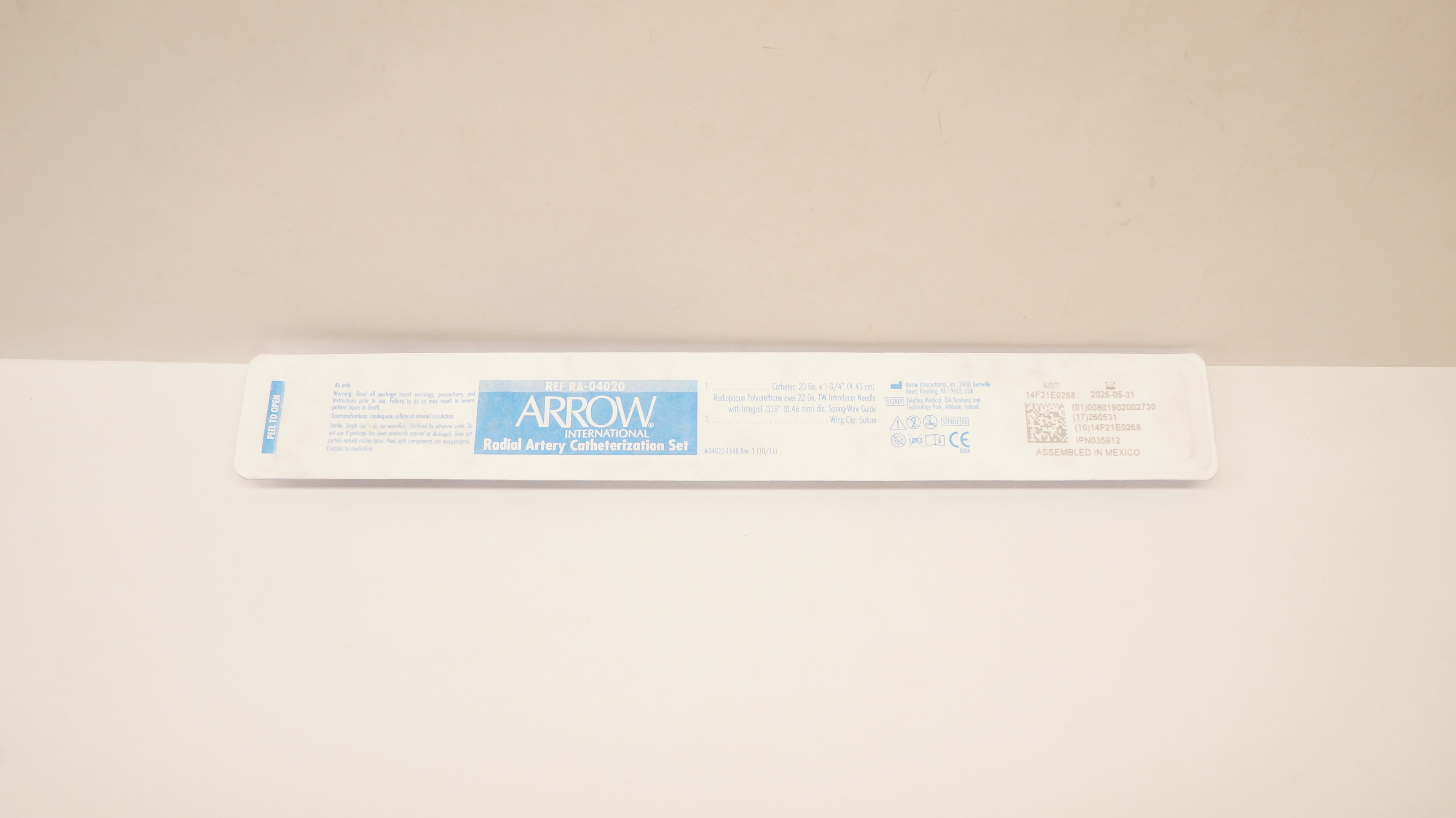 Arrow RA-04020 Radial Artery Cath. Set 20Ga x 1-3/4 inch