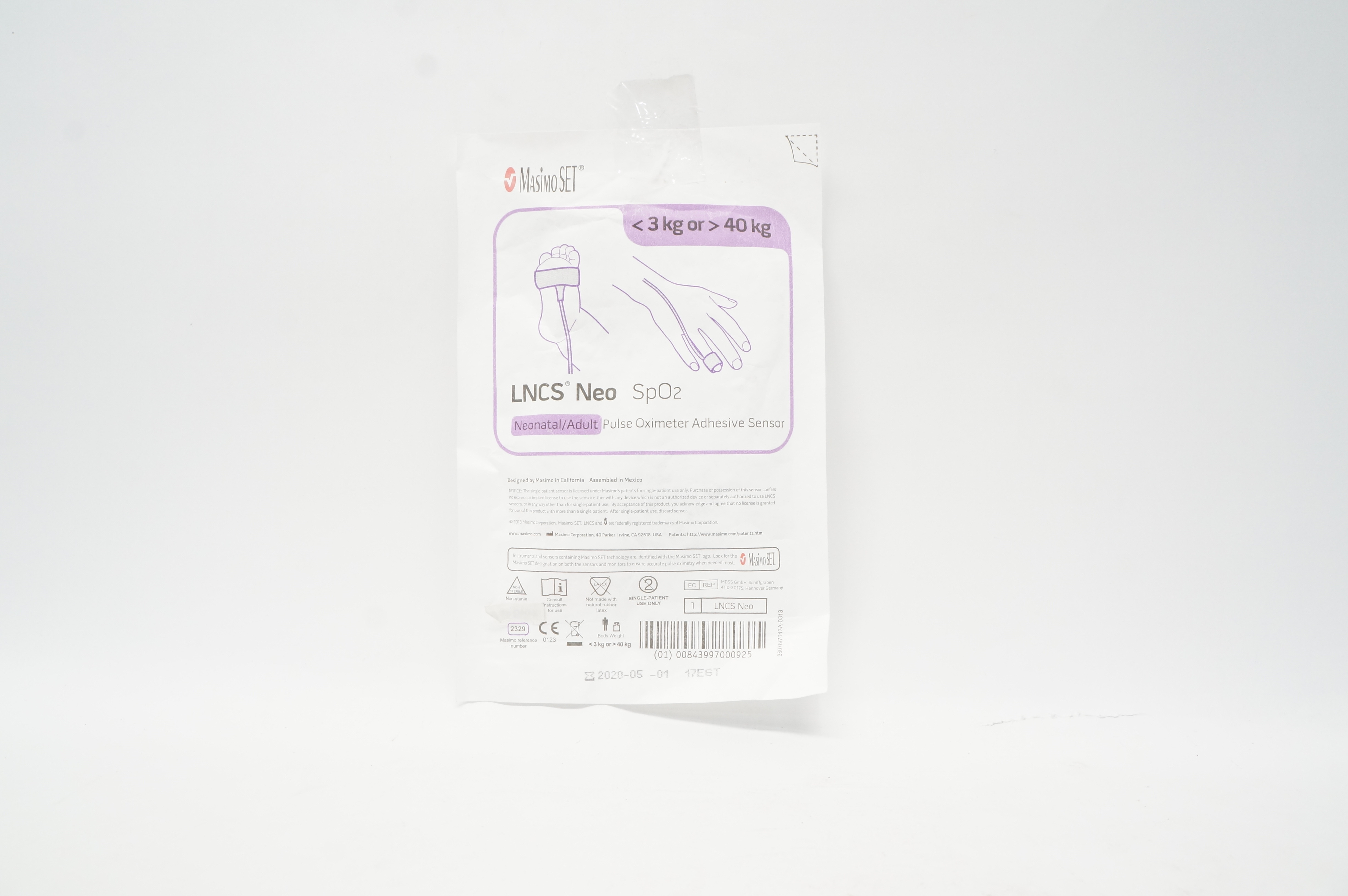 Masimo 2329 LNCS Neonatal/Adult Pulse Oximeter Adhesive Sensor <3kg or>40kg (x)