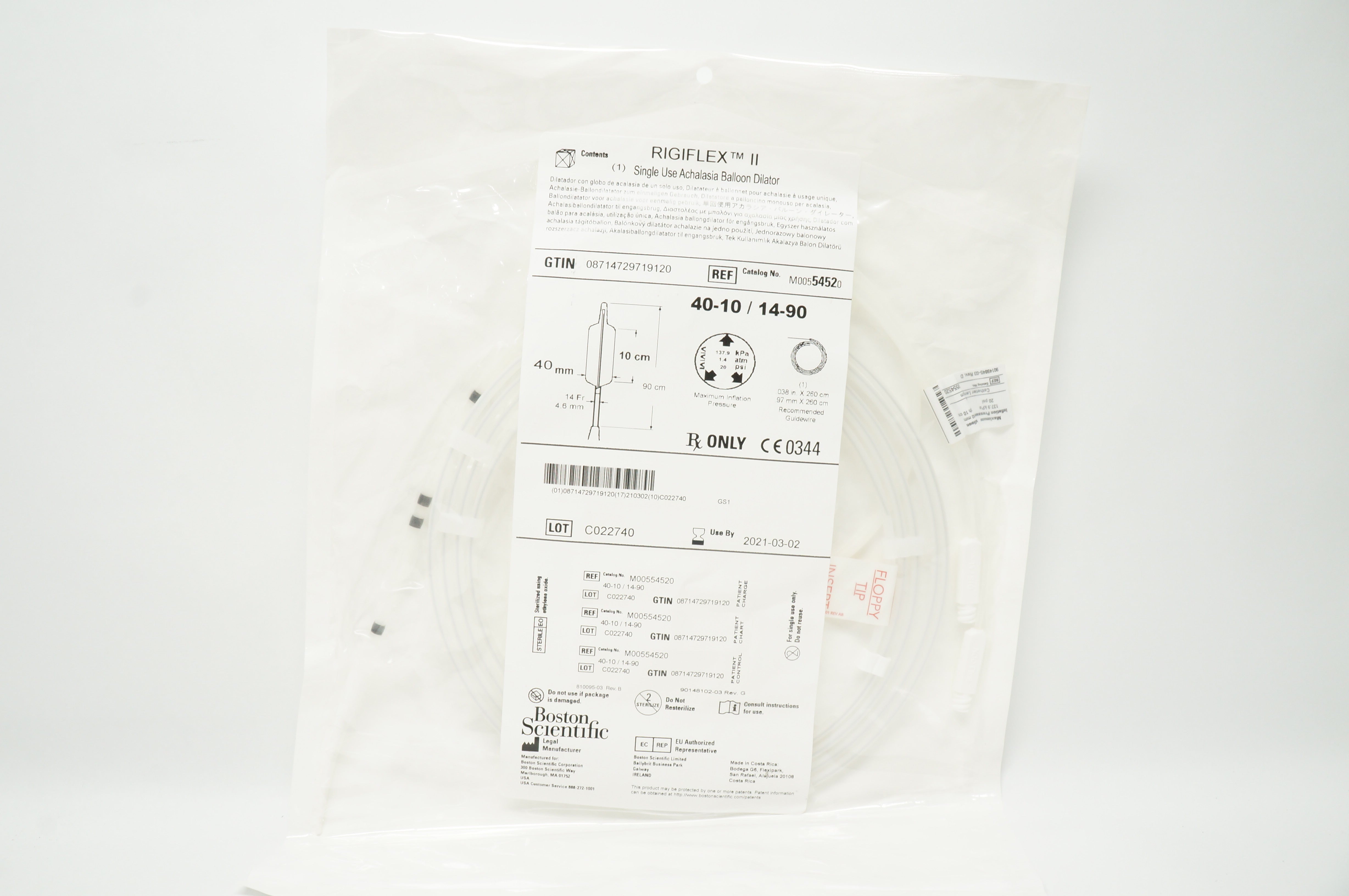 Boston Scientific 5452 Rigiflex Achalasia Balloon Dilator 40-10 / 14-90 (x)