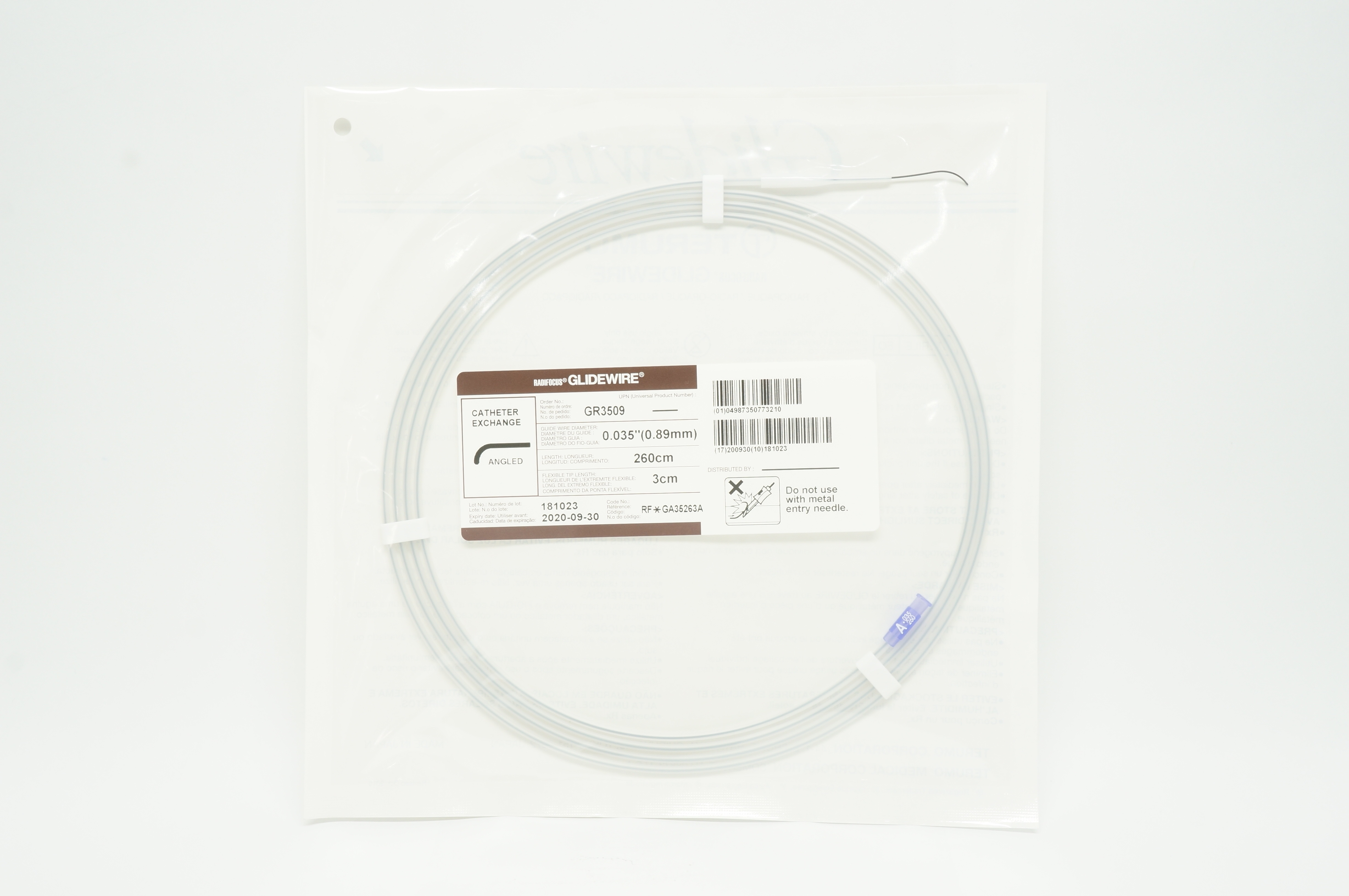 Terumo GS3509 Radifocus Glidewire Cath. Exchange 0.035inch x 260cm x 3cm (x)
