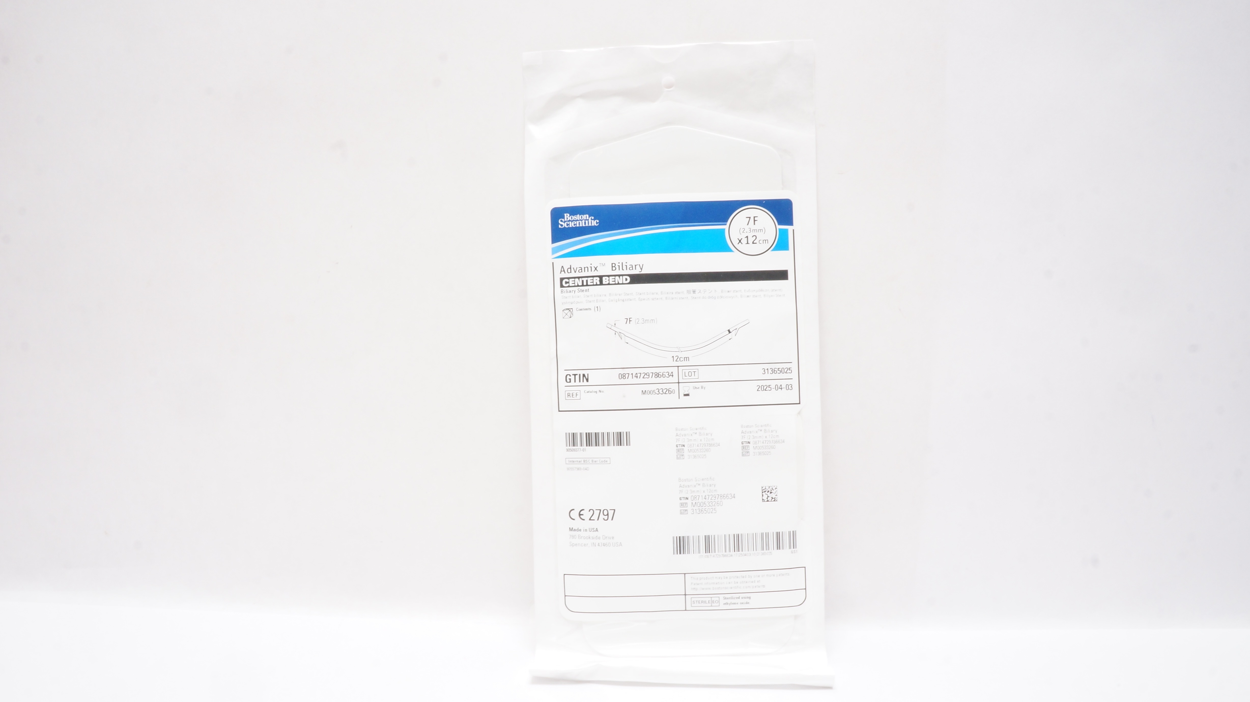 Boston Scientific 3326 Advanix Biliary Center Bend Stnt. 7F x 12cm