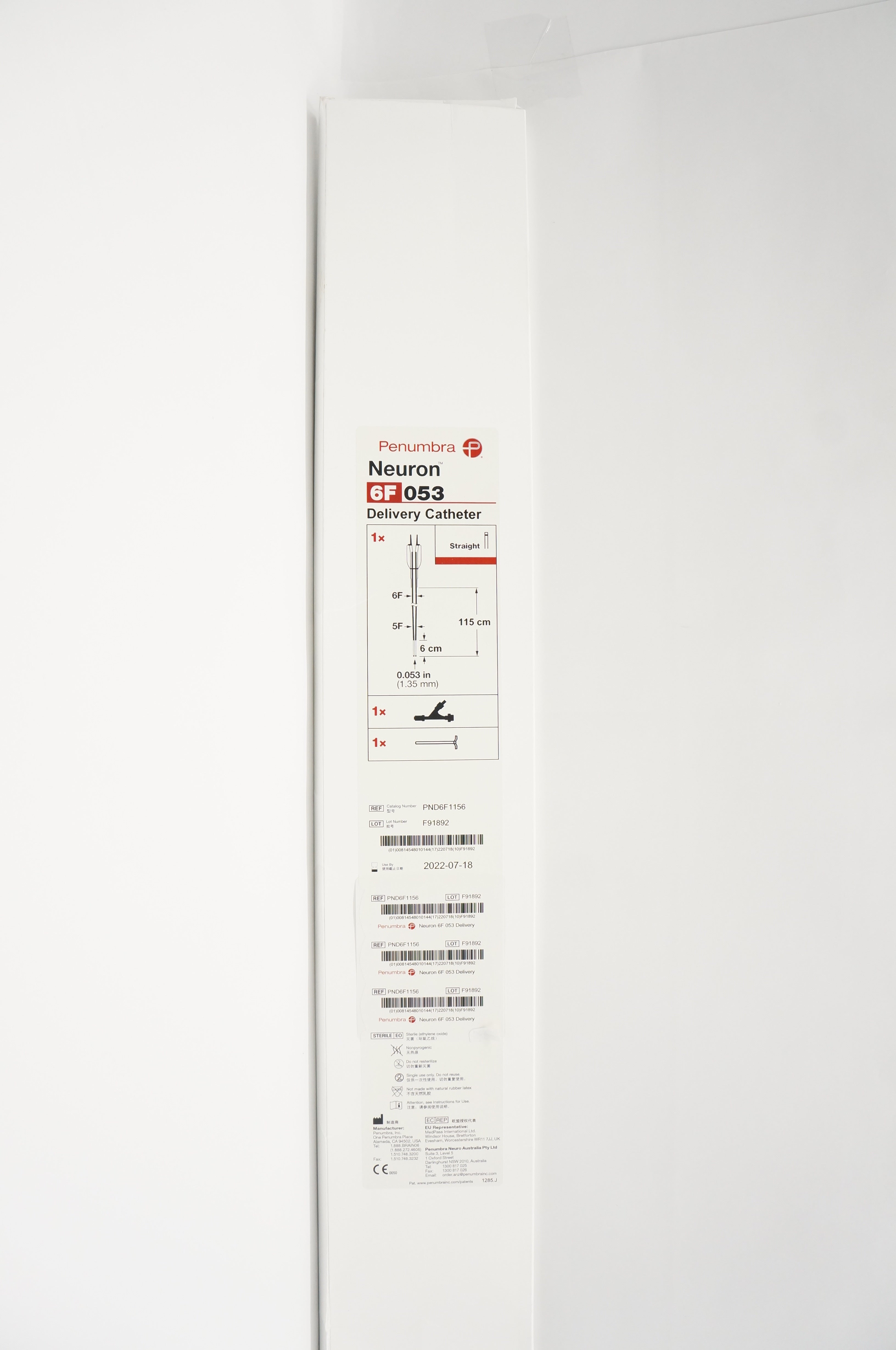 Penumbra PND6F1156 Neuron Delivery Cath. Straight 6F x 0.053inch (x)