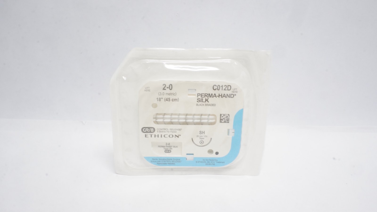ETHICON C012D PERMA-HAND SILK Sutures 2-0 18" Black Braided