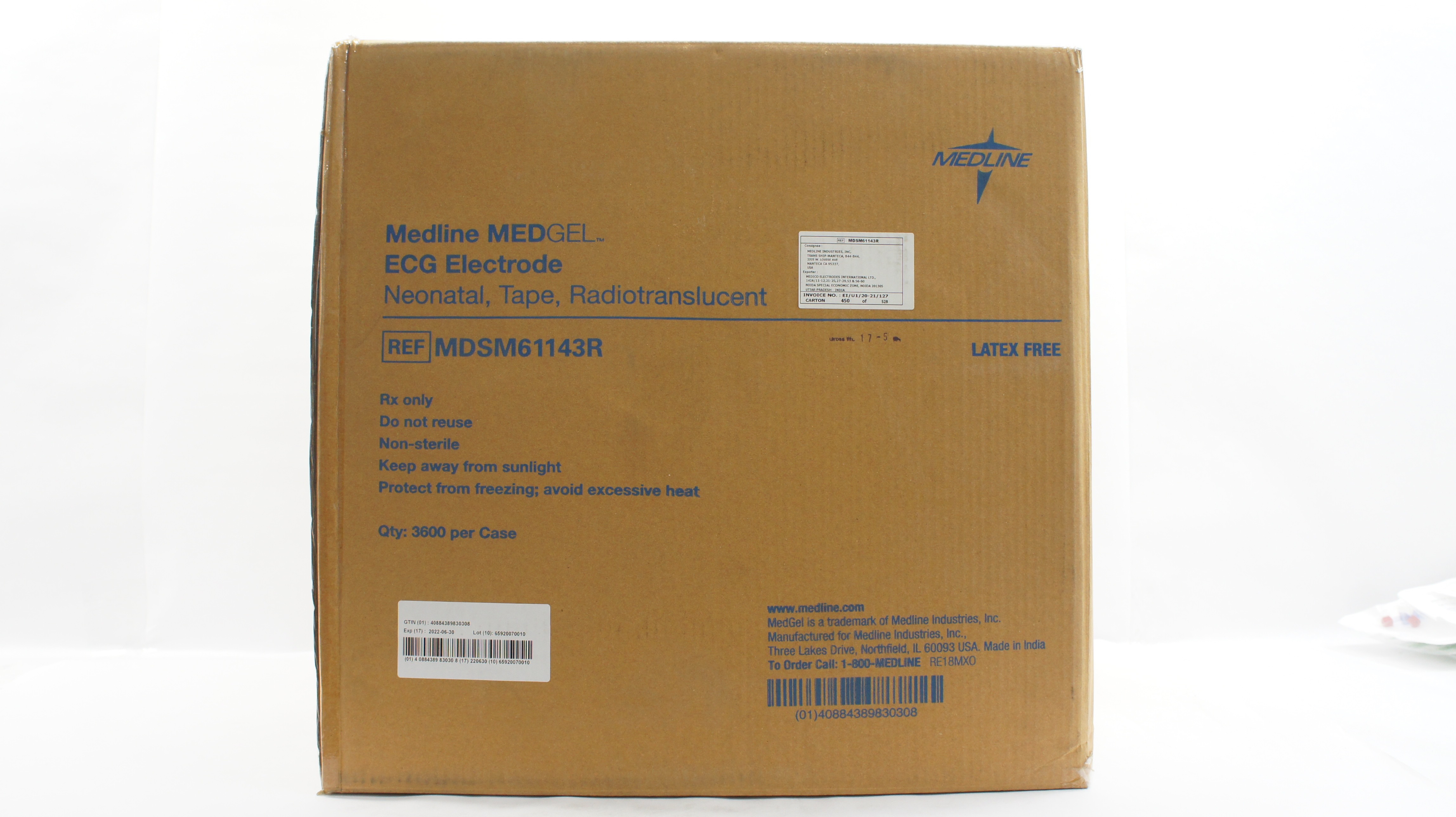 Medline MDSM61143R MEDGEL ECG Electrode Neonatal, Tape - Case of 3600