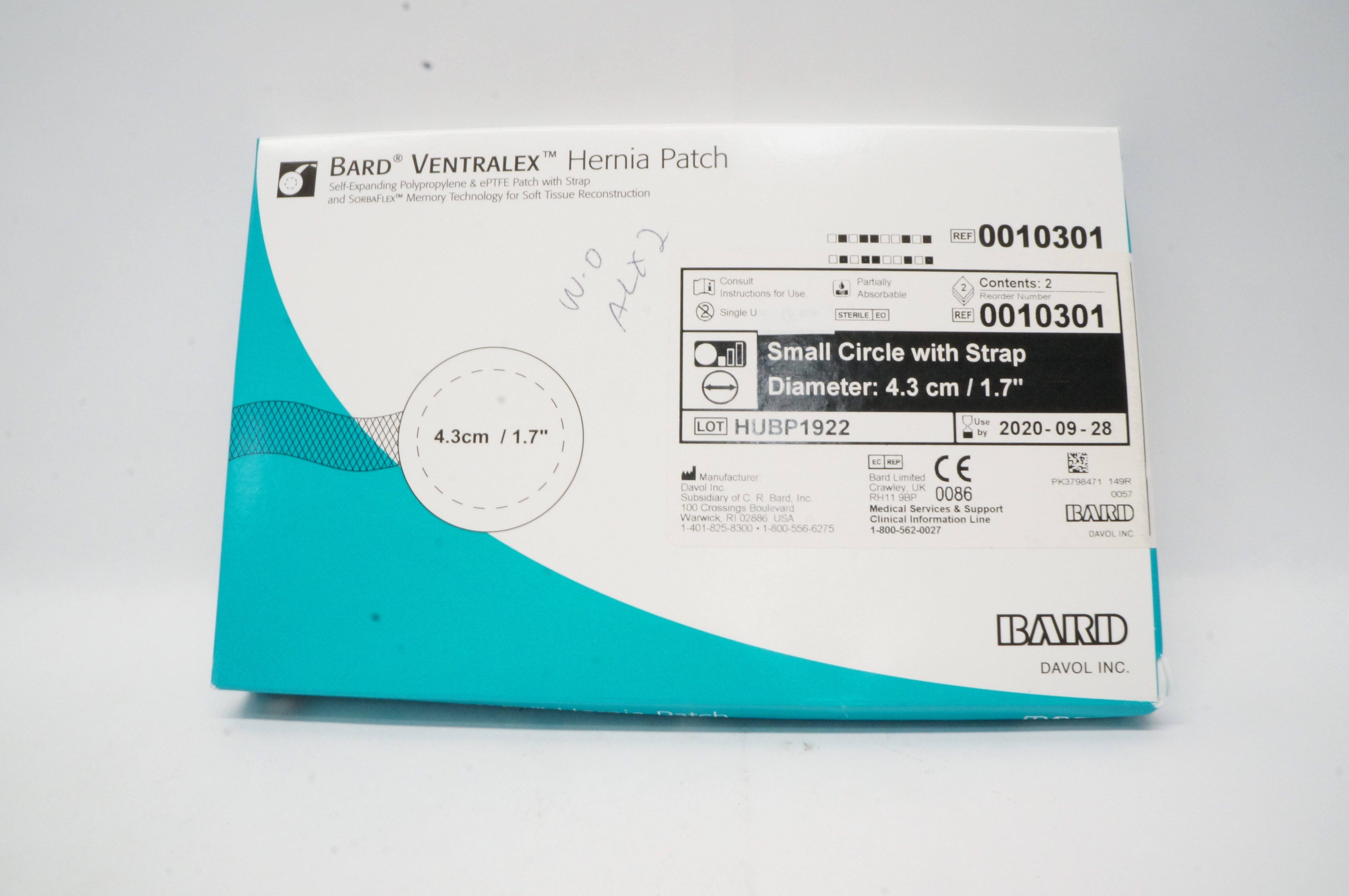 Bard 0010301 Ventralex Hernia Patch Small Circle w/Strap 1.7inch (x) - Box of 2