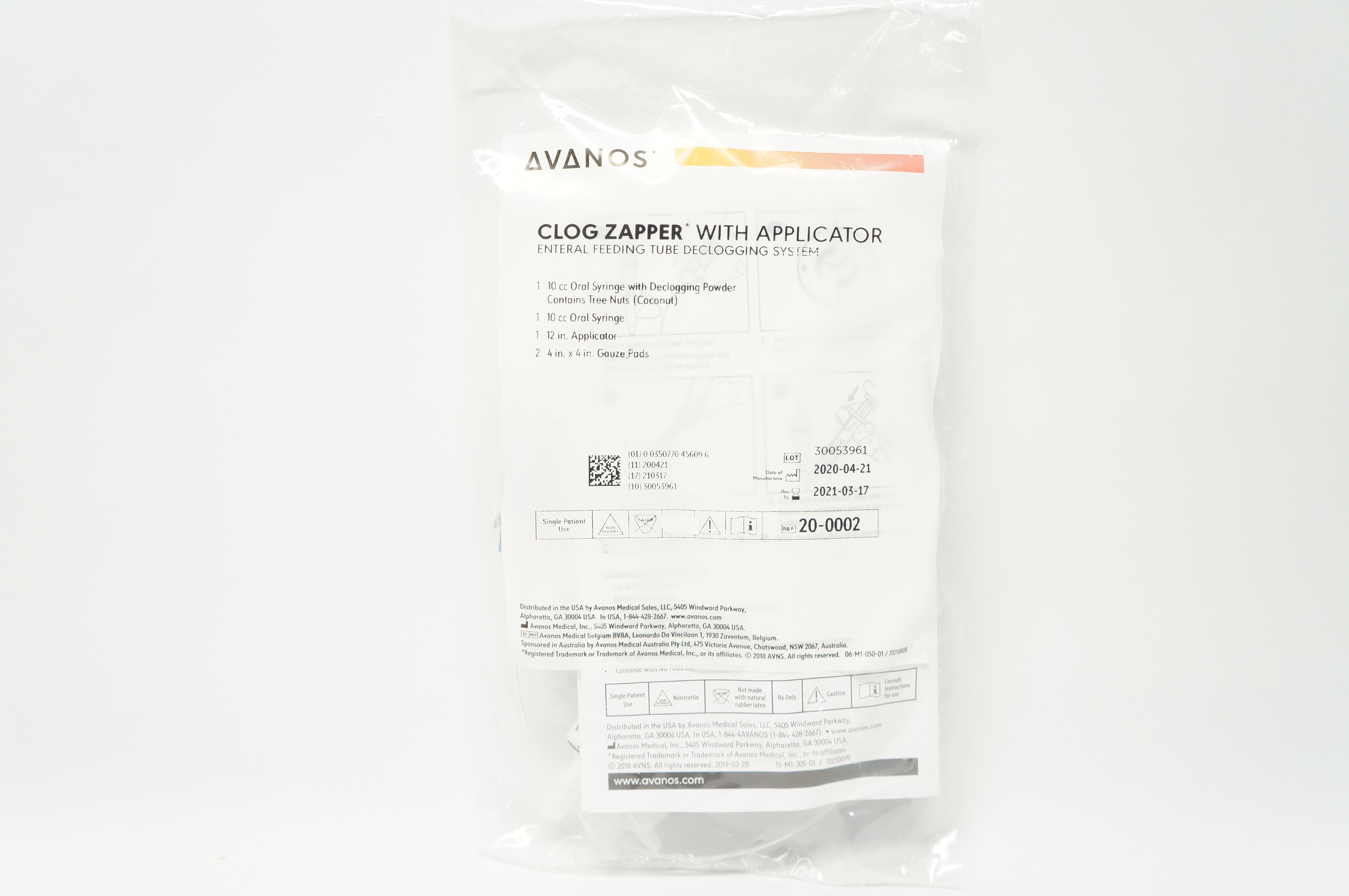 Avanos 20-0002 Clog Zapper Applicator Enteral Feeding Tube Declogging System (x)
